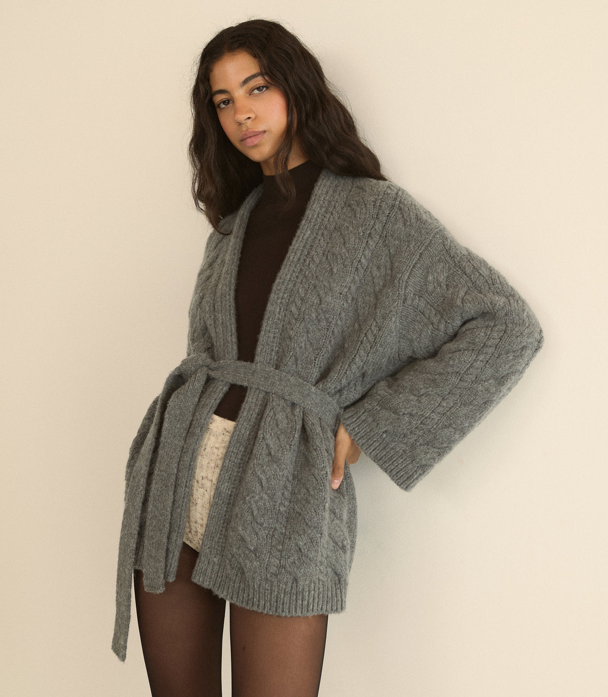 ALPINE CARDIGAN -- CHARCOAL MELANGE