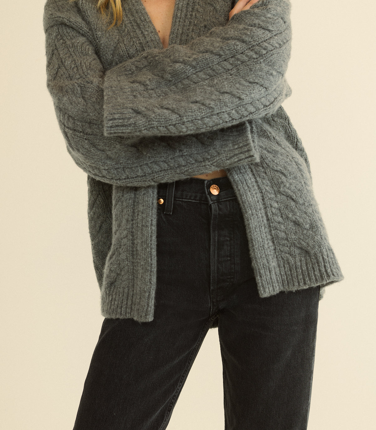 ALPINE CARDIGAN -- CHARCOAL MELANGE