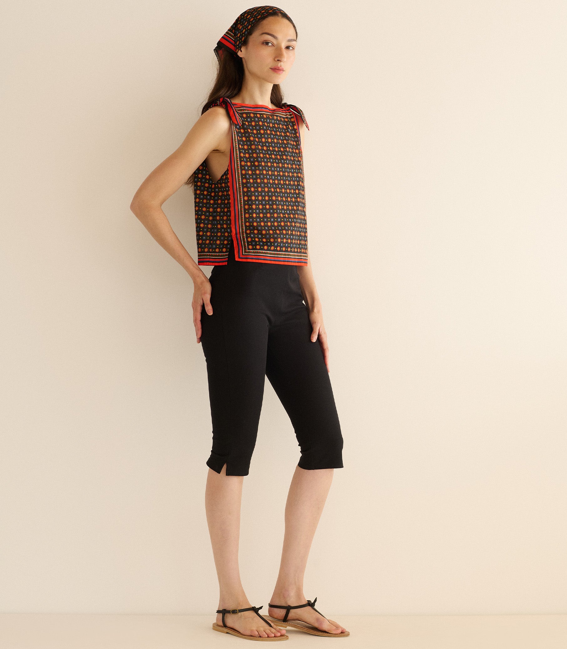 AMALIA TOP -- NOIR MONTMARTRE FOULARD view 6