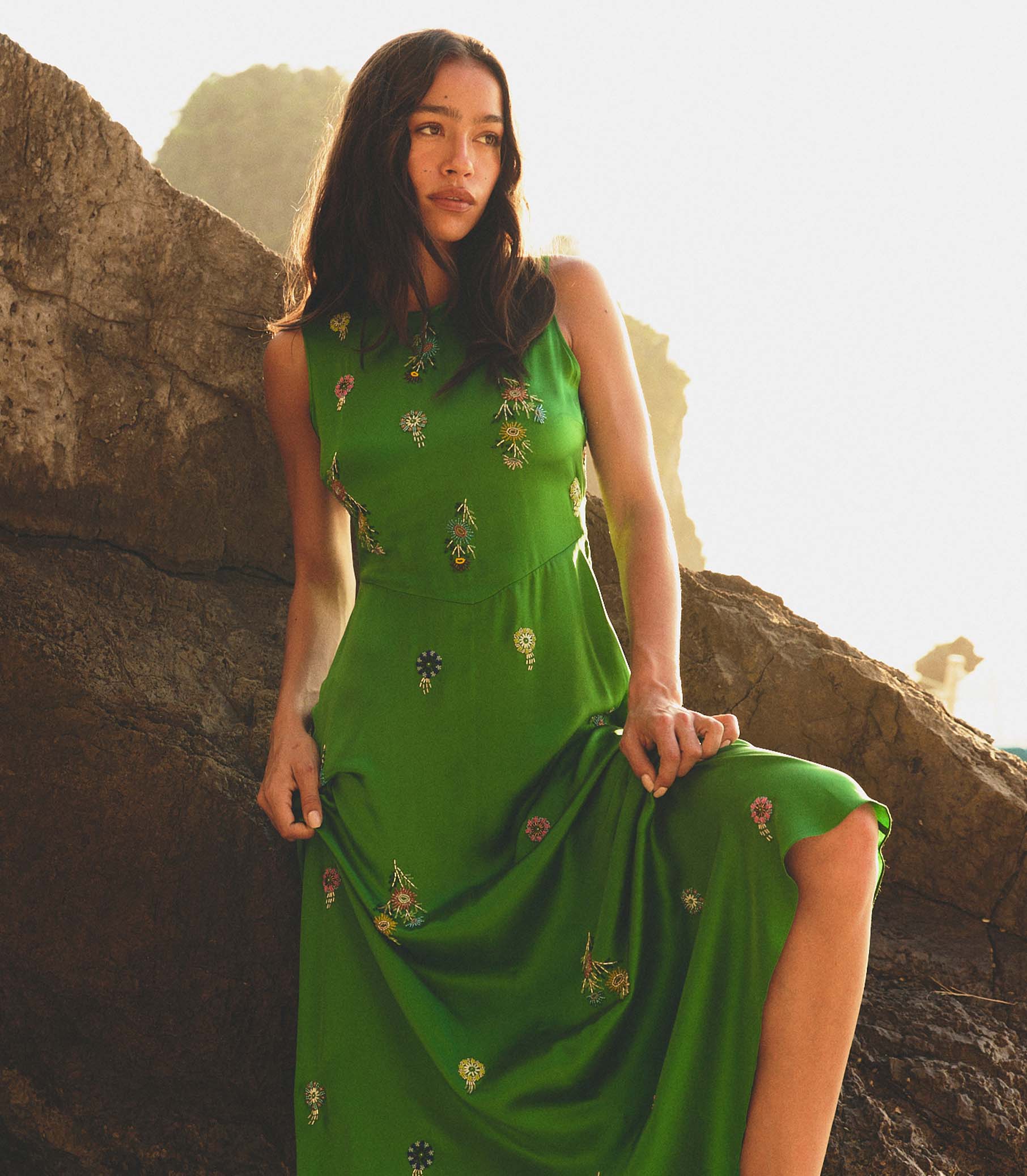 emerald green dress holiday Cut Out Maxi Dress in Emerald Green main image 1