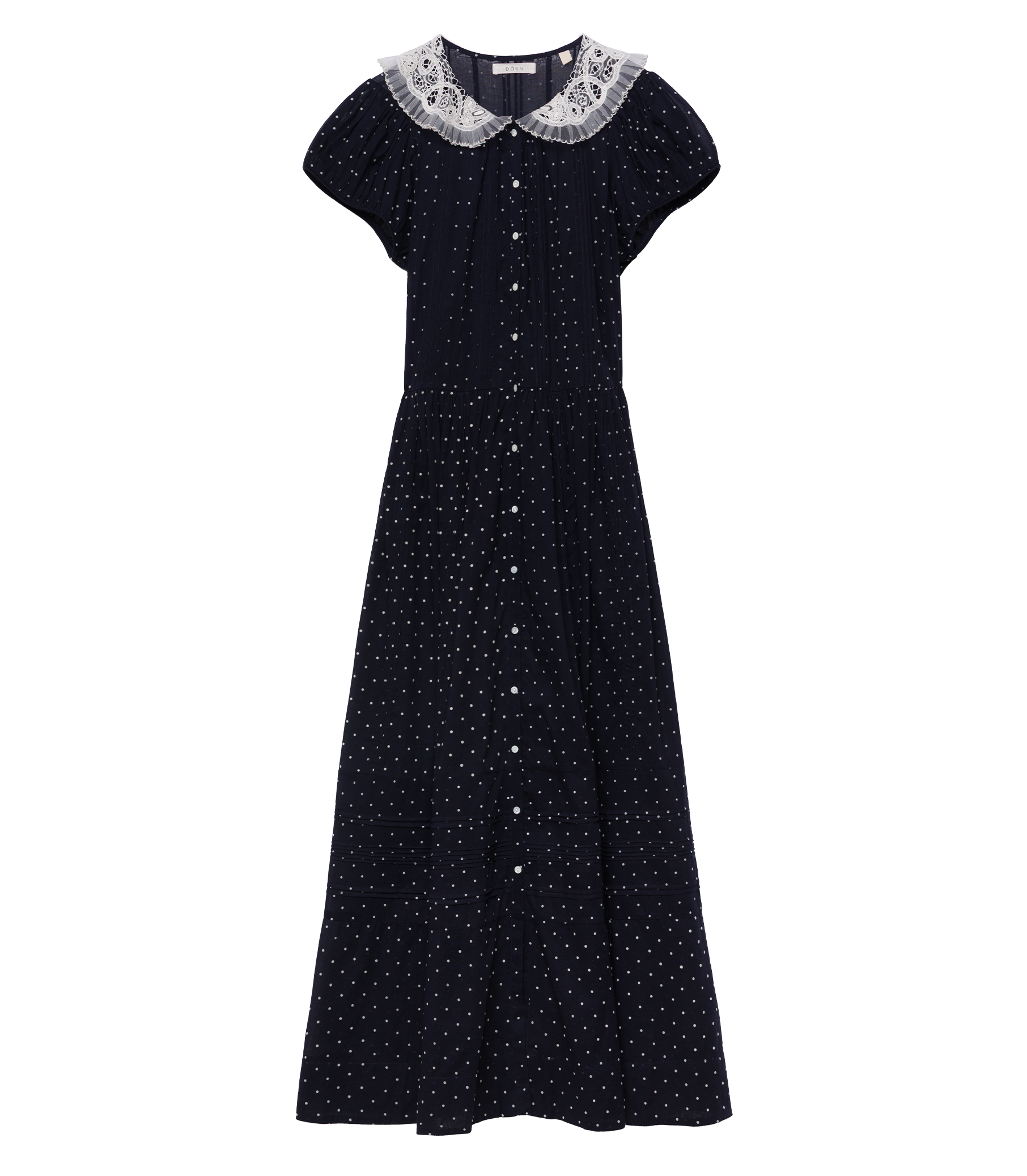 Amrie Dress - Navy Flock Dot | DEN Navy Flock Dot / L Amrie Dress - Navy Flock Dot | DEN Navy Flock Dot / L