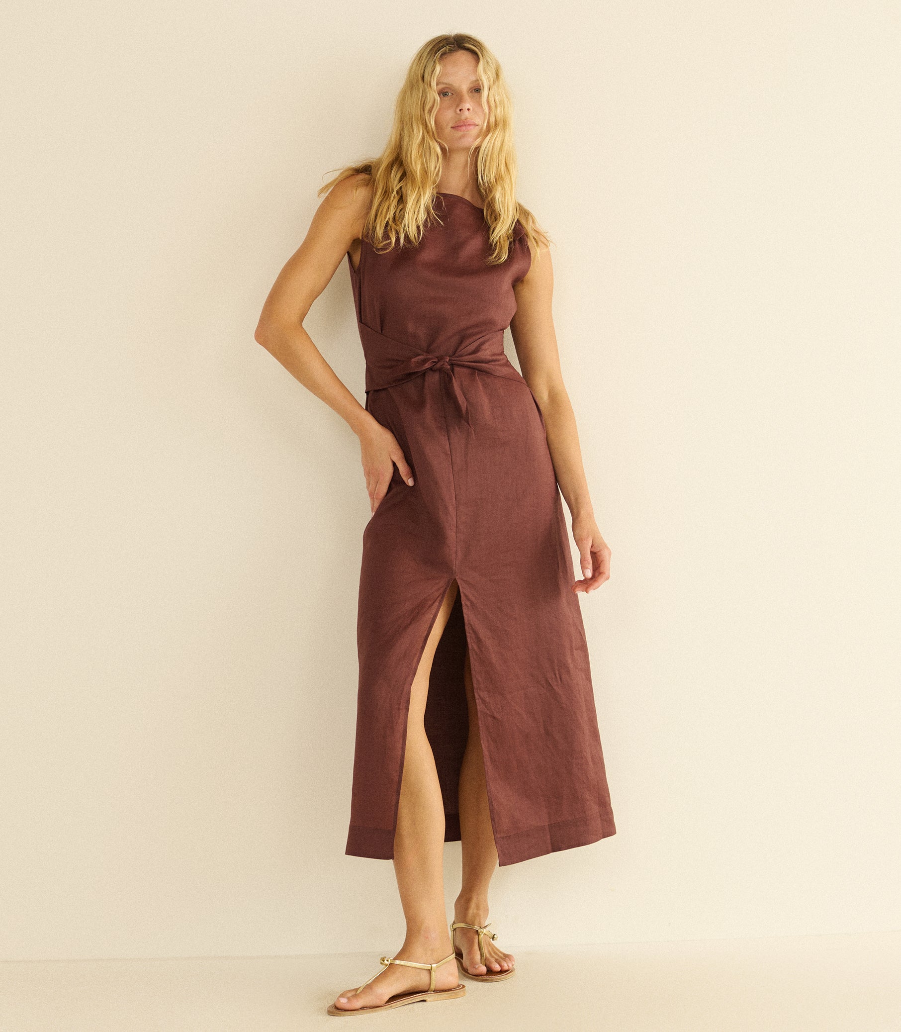 AMORETTE RAMIE DRESS -- ANTIQUE MAHOGANY view 3
