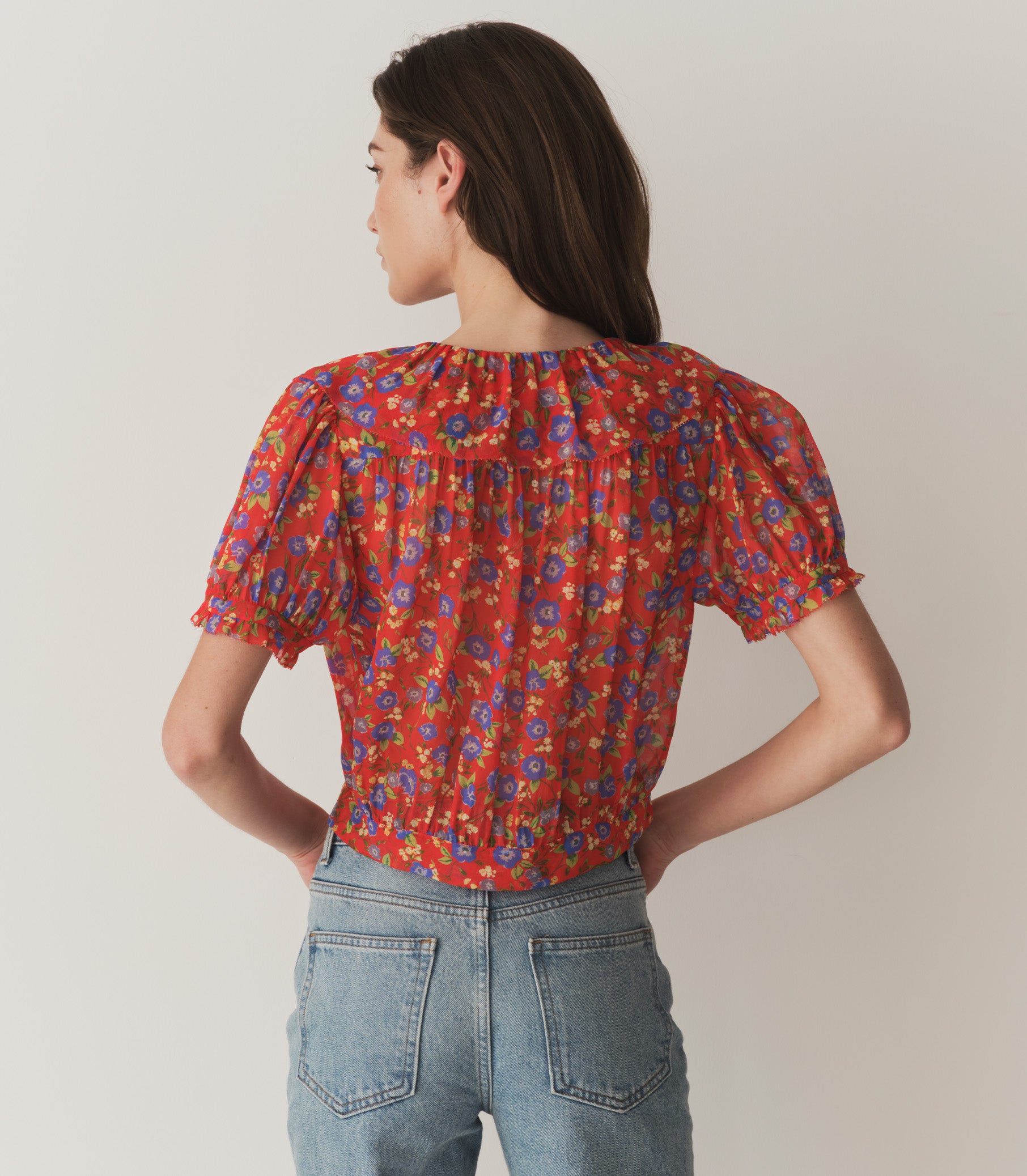 ANAISE TOP -- RED DAYFLOWER MEADOW view 4