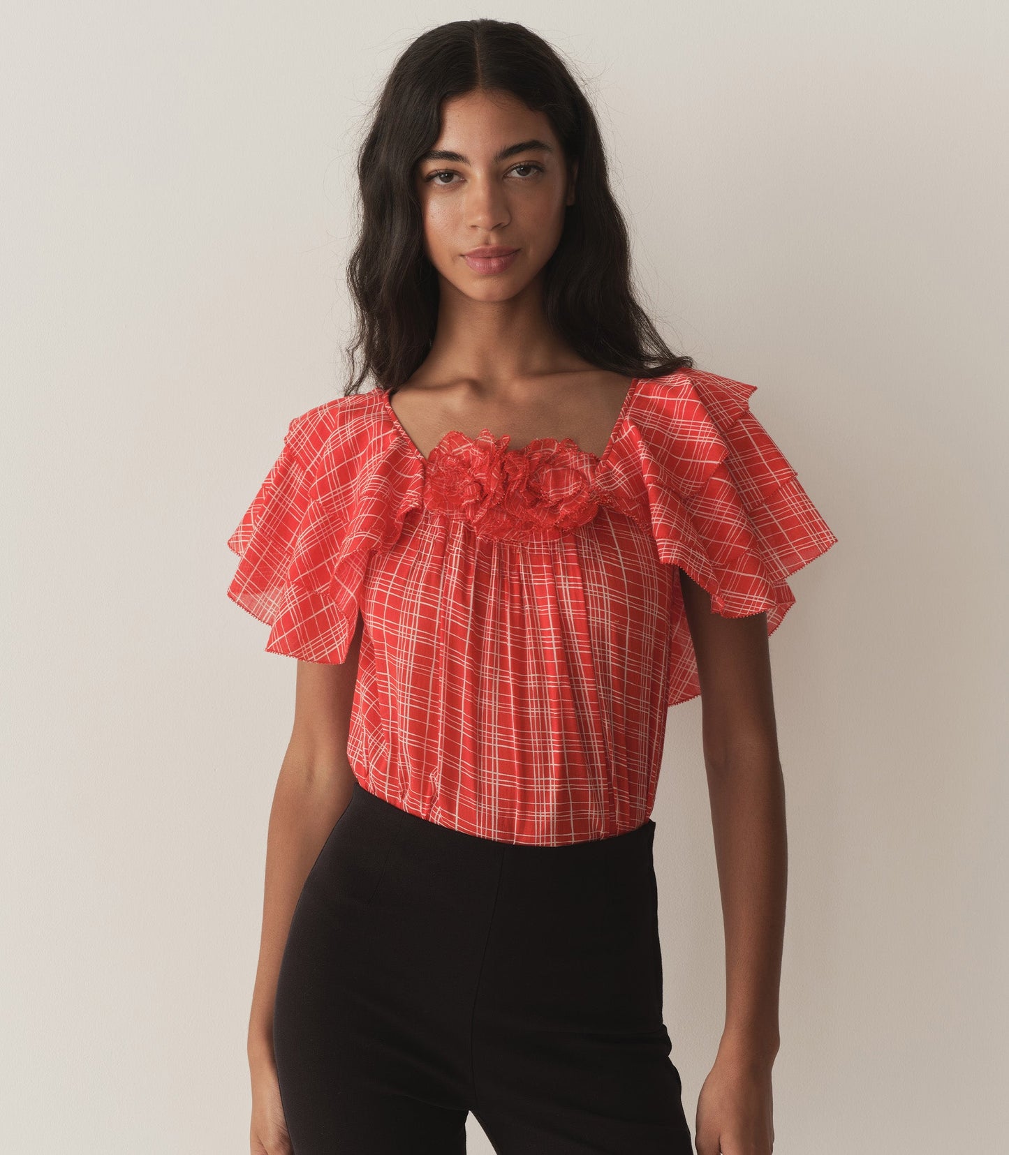 HMD -- ANALICIA TOP -- SYLVIE PLAID