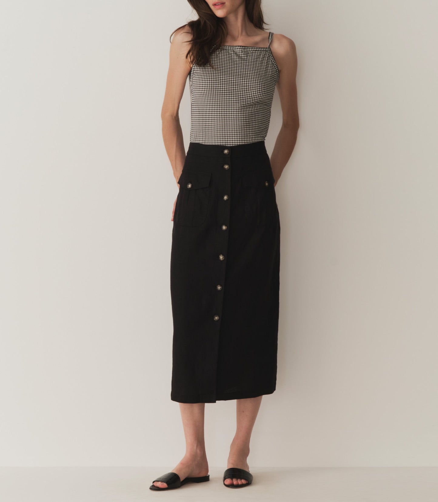 HMD -- ANGIE TANK -- NOIR LA MADDALENA GINGHAM