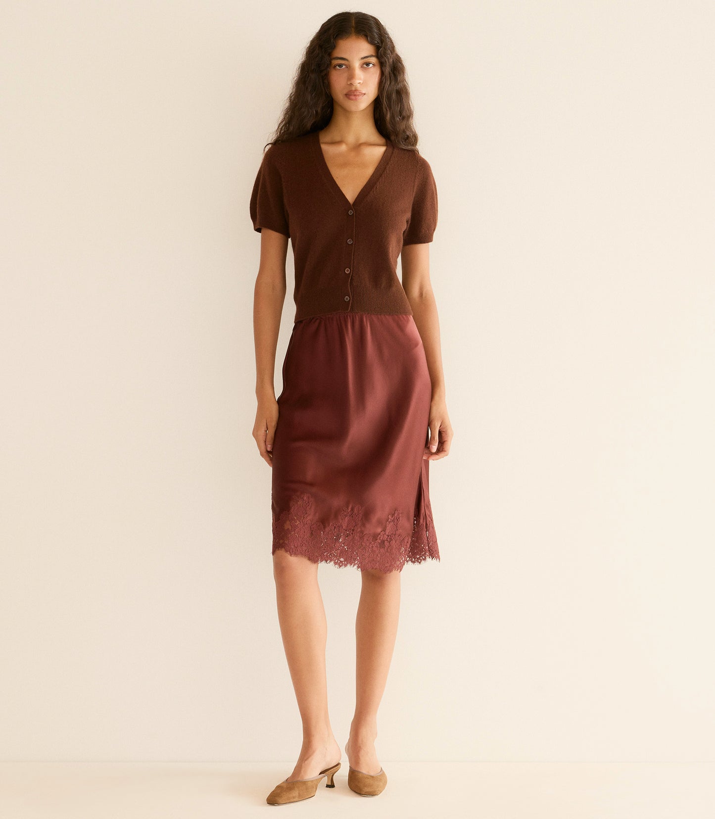 ARELLA CASHMERE CARDIGAN -- DARK UMBER
