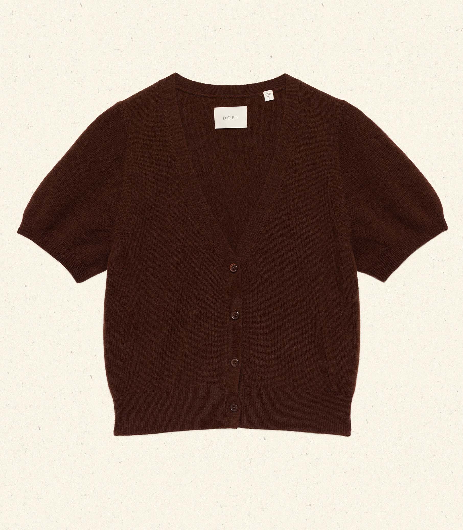 ARELLA CASHMERE CARDIGAN -- DARK UMBER view 5