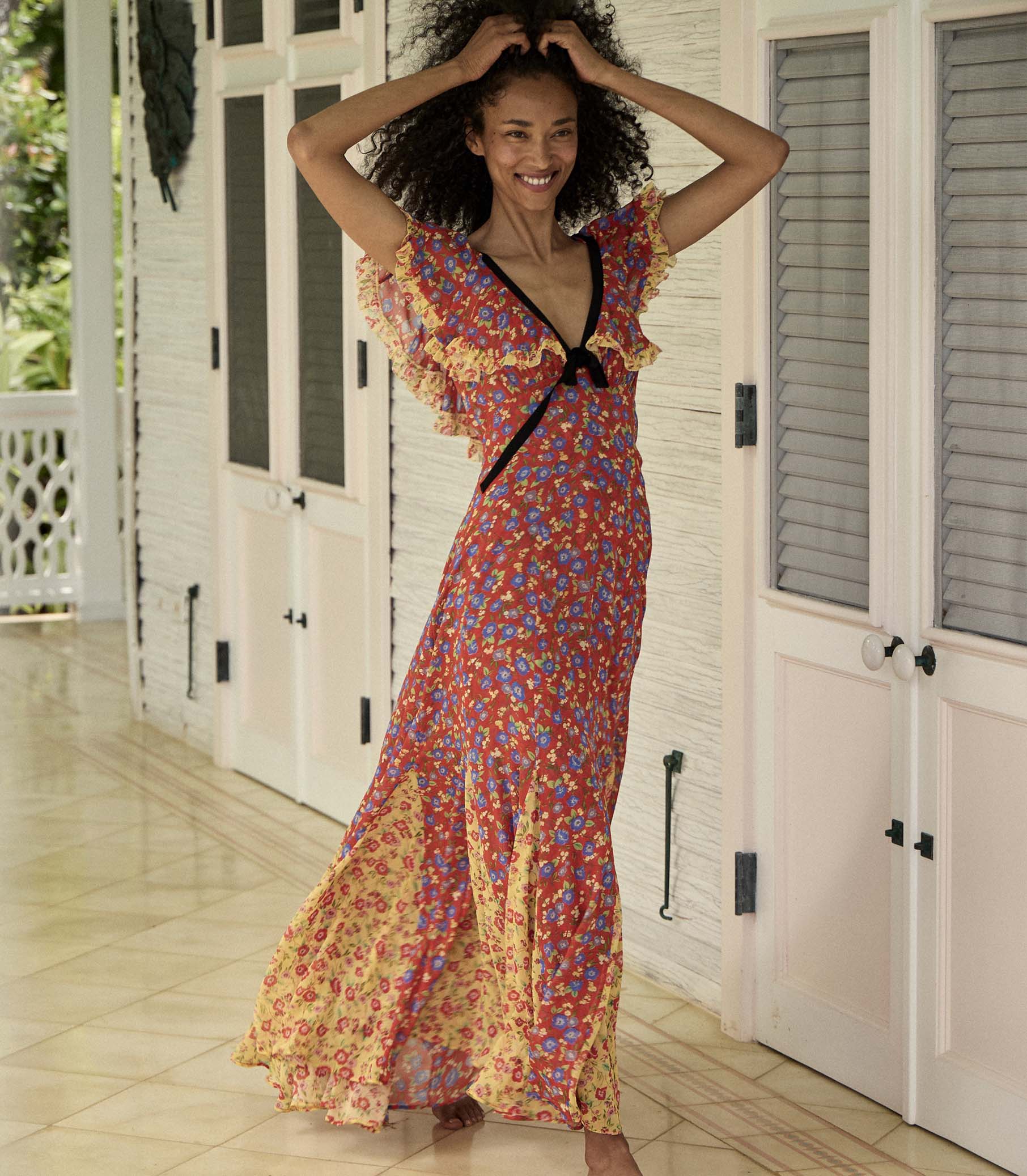 Audette Dress Dayflower Meadow DOEN