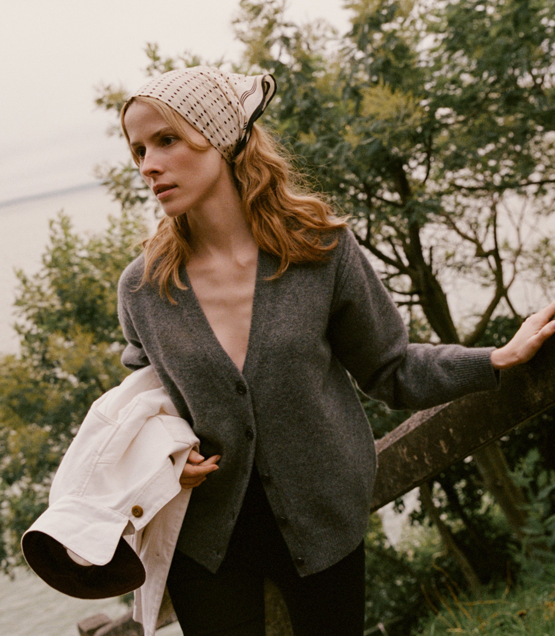 AURIE CASHMERE CARDIGAN -- CHARCOAL view 2