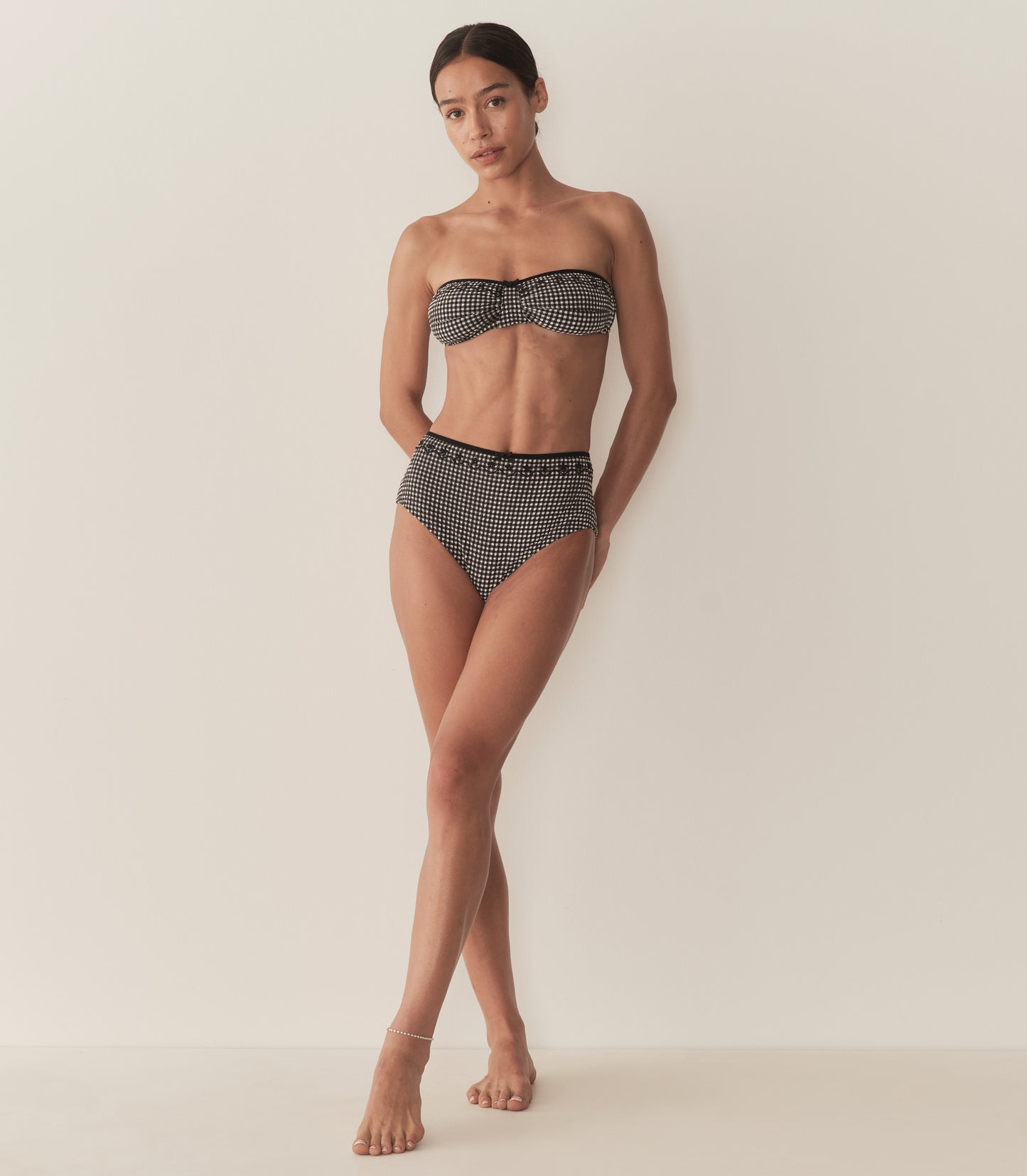 ALEX HIGH WAIST BIKINI BOTTOM -- LA MADDALENA GINGHAM