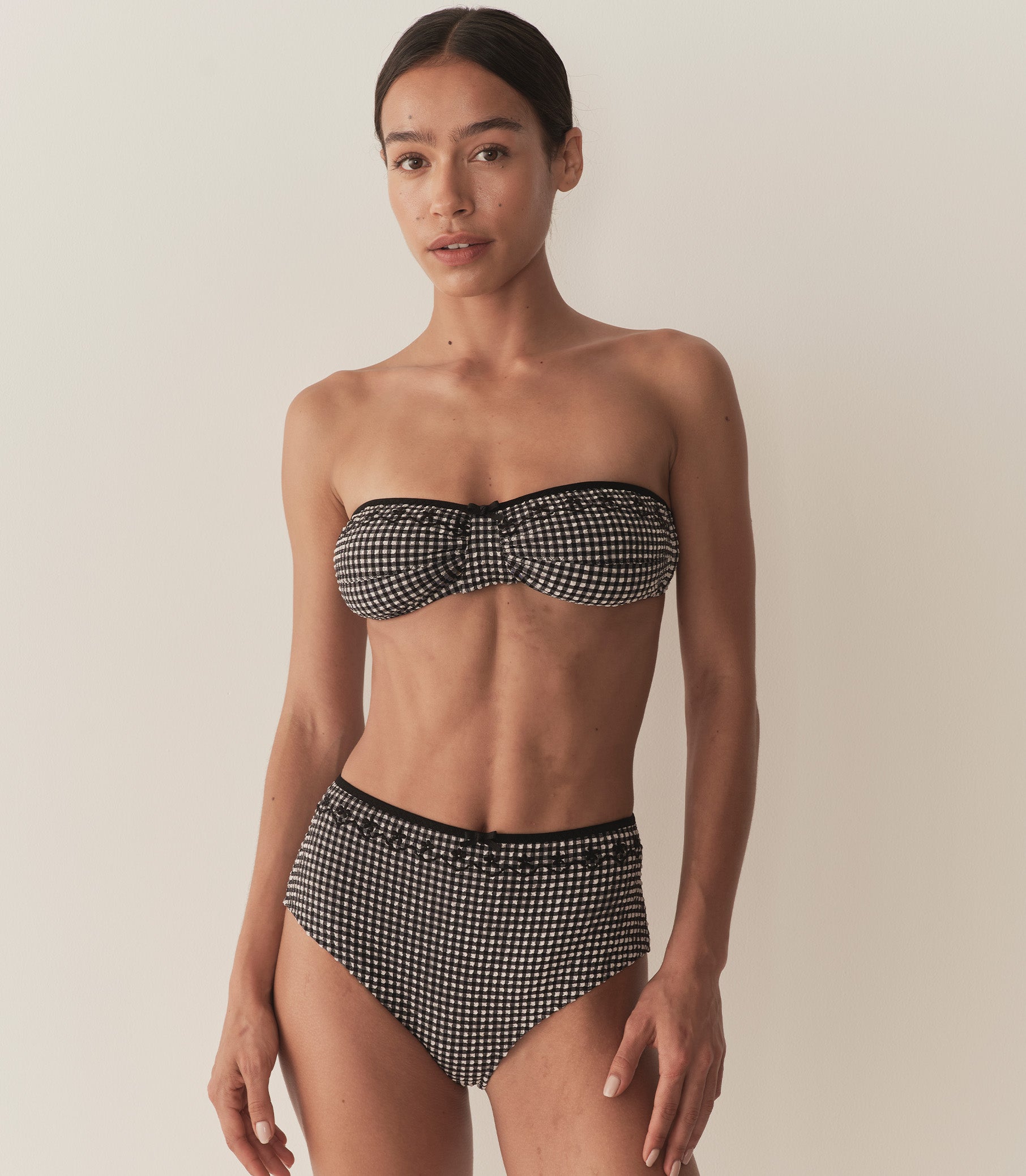 ALEX HIGH WAIST BIKINI BOTTOM -- LA MADDALENA GINGHAM view 4