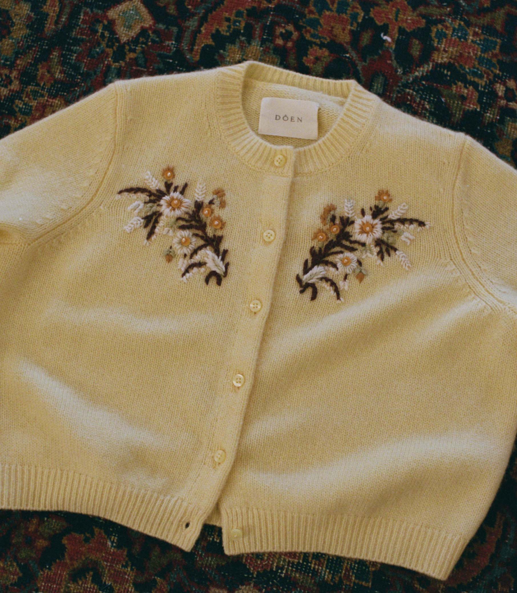 BABETTE CASHMERE CARDIGAN -- BUTTERCUP FLORAL EMBROIDERY view 3