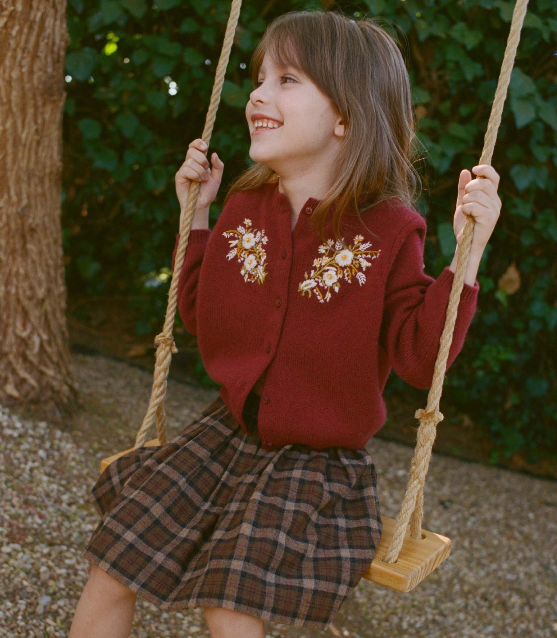 BABETTE CASHMERE CARDIGAN -- MALBEC FLORAL EMBROIDERY view 2