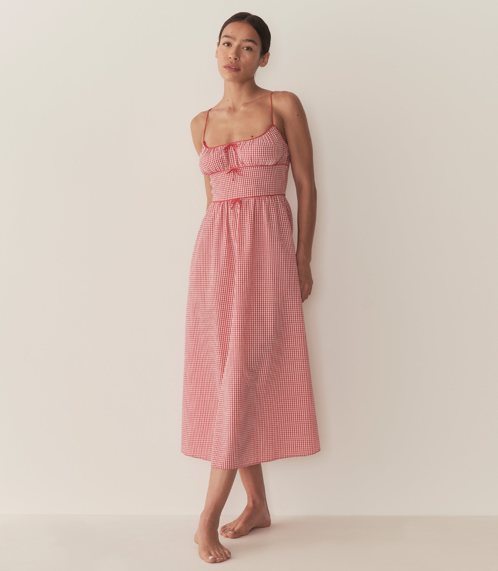 BELLINE DRESS -- ROUGE LA MADDALENA GINGHAM