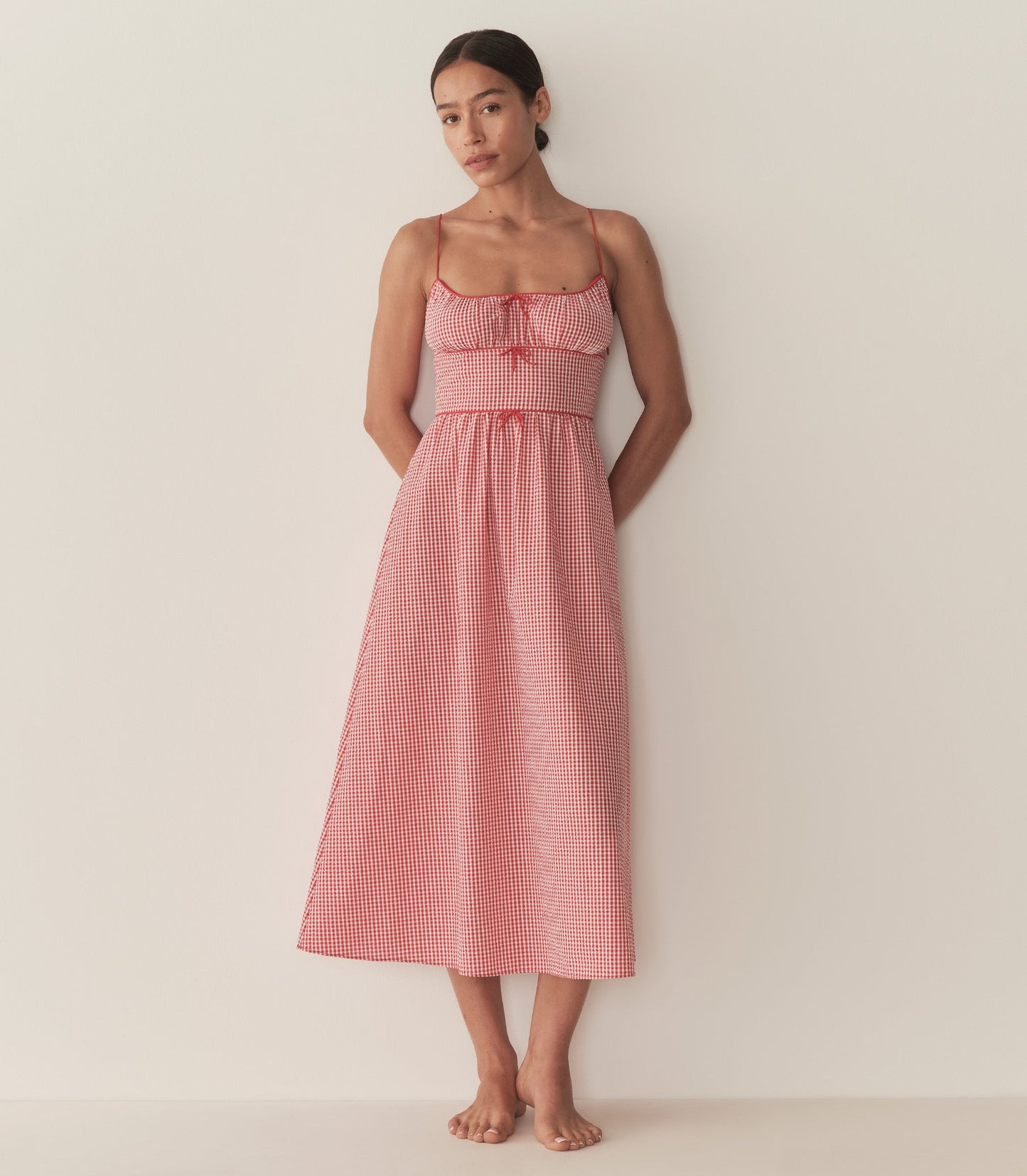 HMD -- BELLINE DRESS -- ROUGE LA MADDALENA GINGHAM