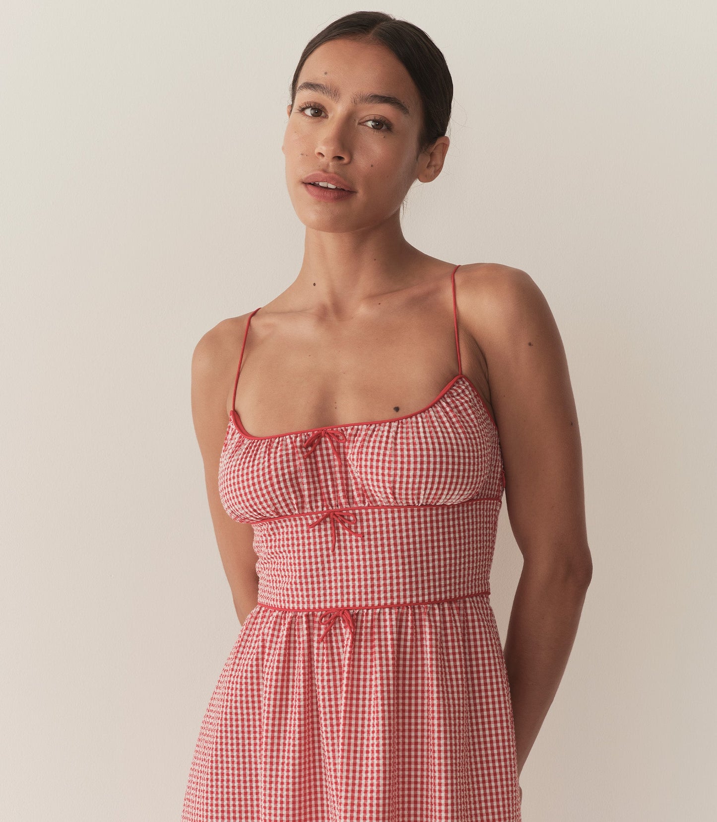 HMD -- BELLINE DRESS -- ROUGE LA MADDALENA GINGHAM