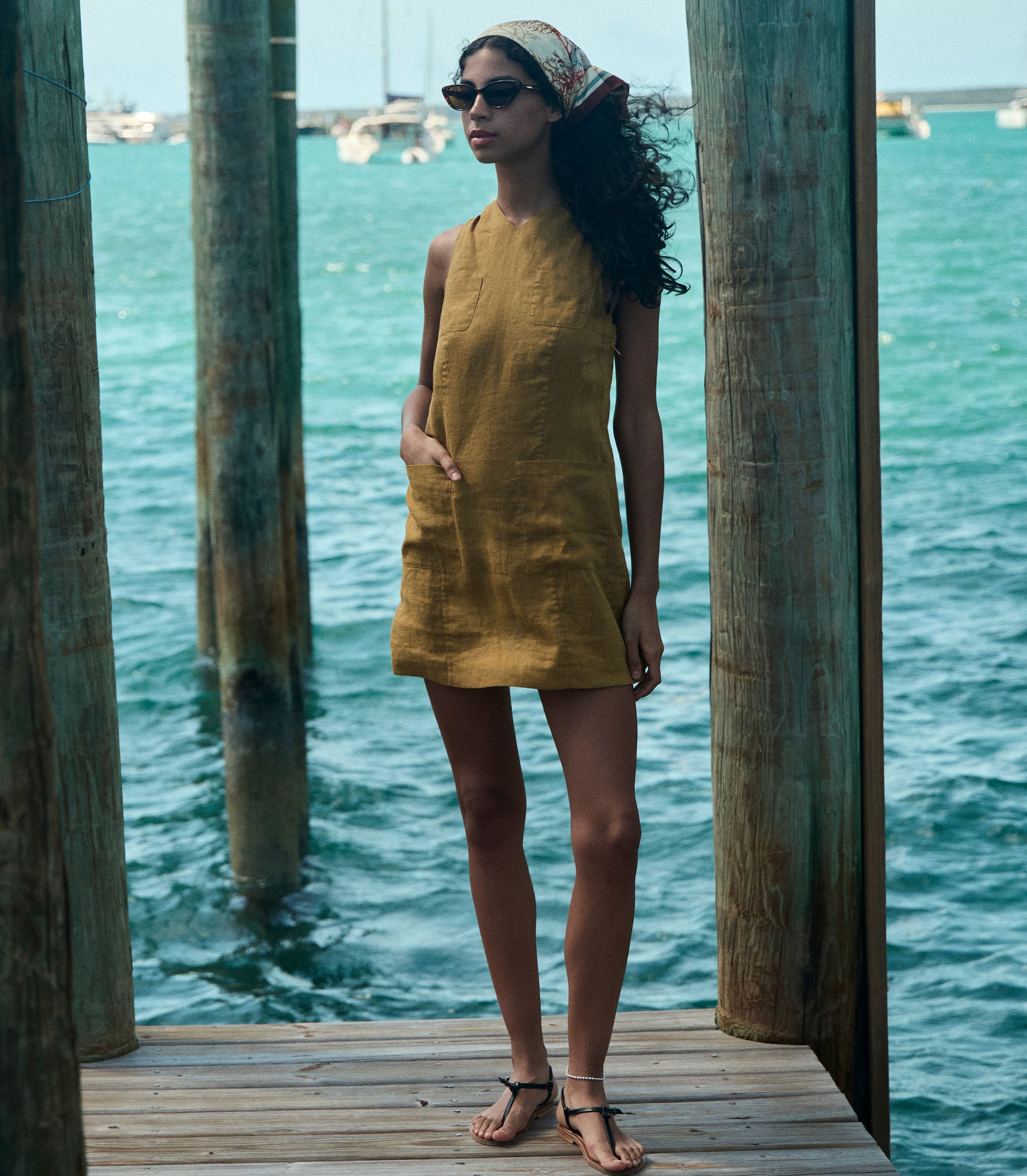 BENNETTE DRESS -- GOLDEN OLIVE view 1
