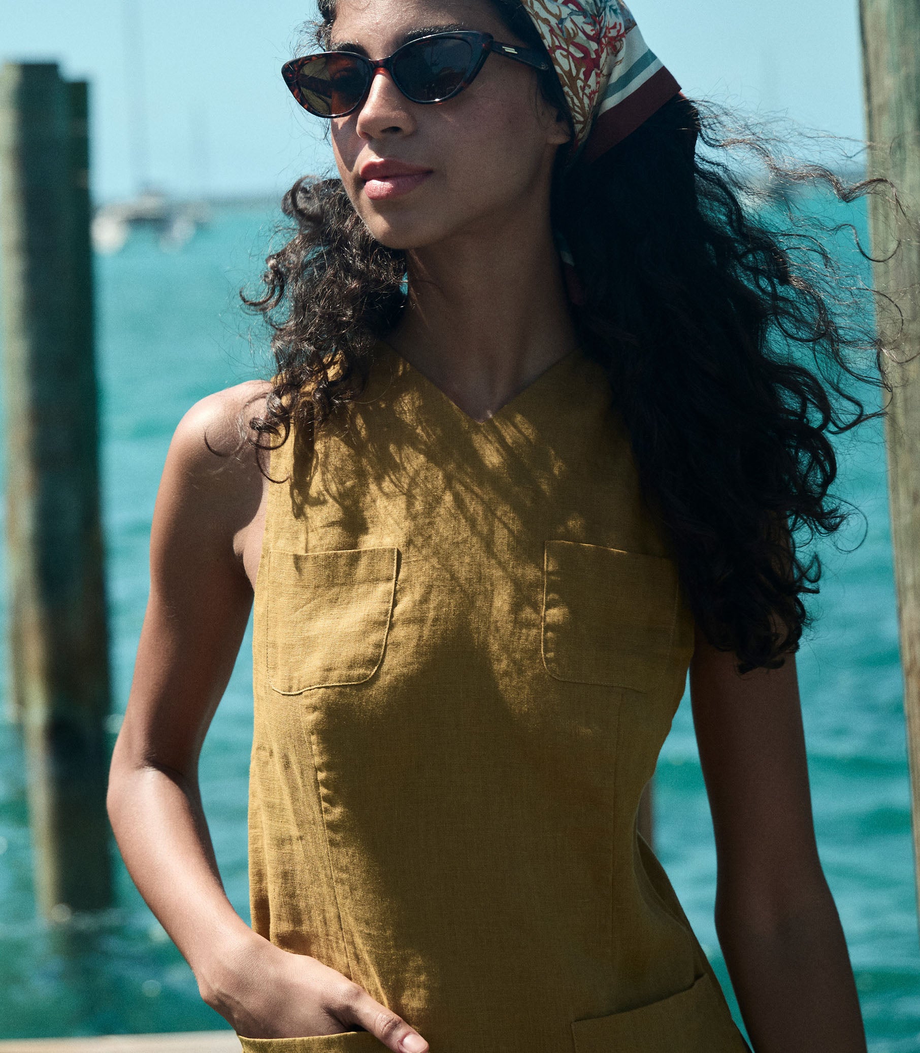 BENNETTE DRESS -- GOLDEN OLIVE view 4