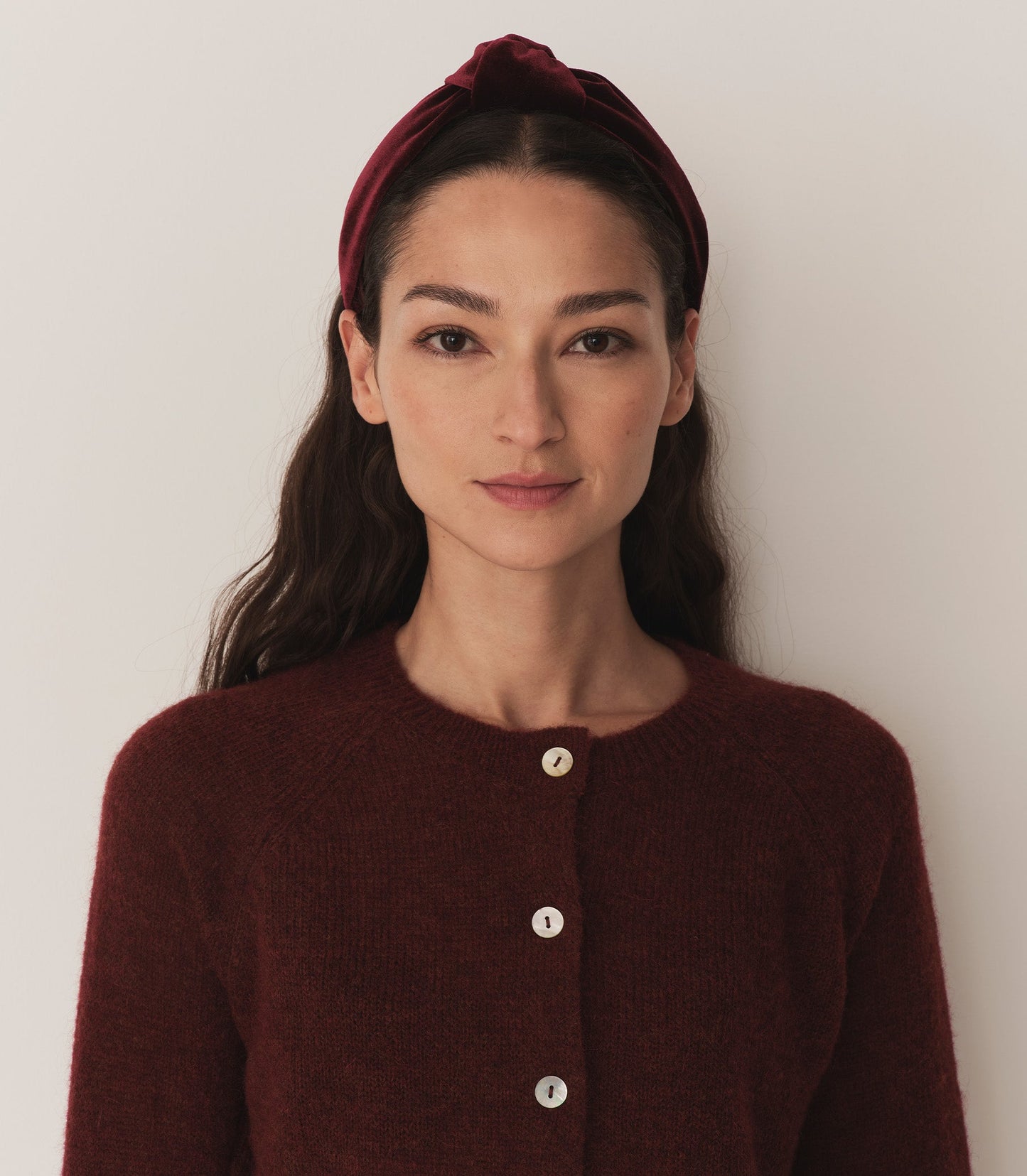 HMD -- BLANCHE KNOTTED HEADBAND -- BURGUNDY VELVET