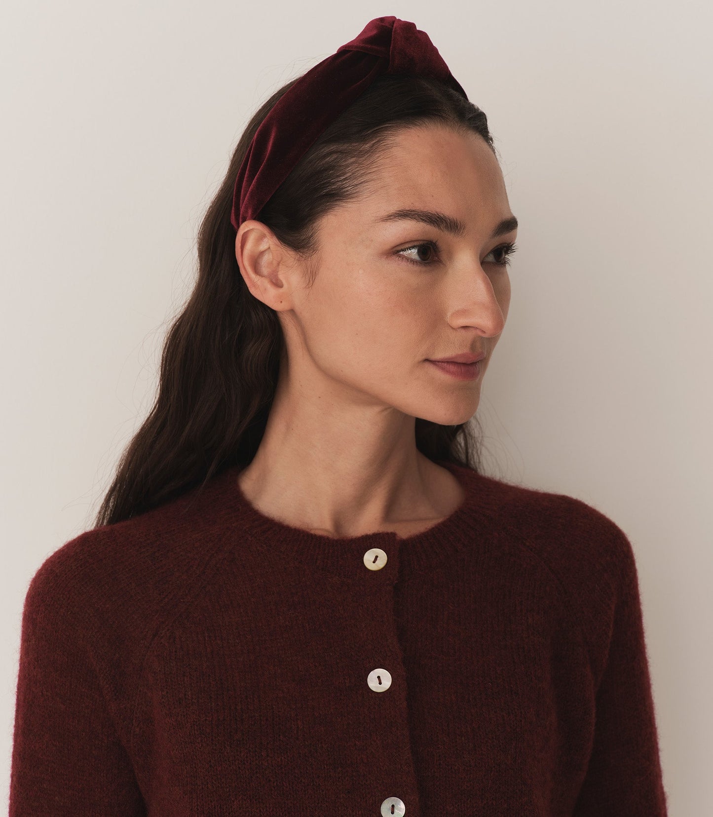 HMD -- BLANCHE KNOTTED HEADBAND -- BURGUNDY VELVET