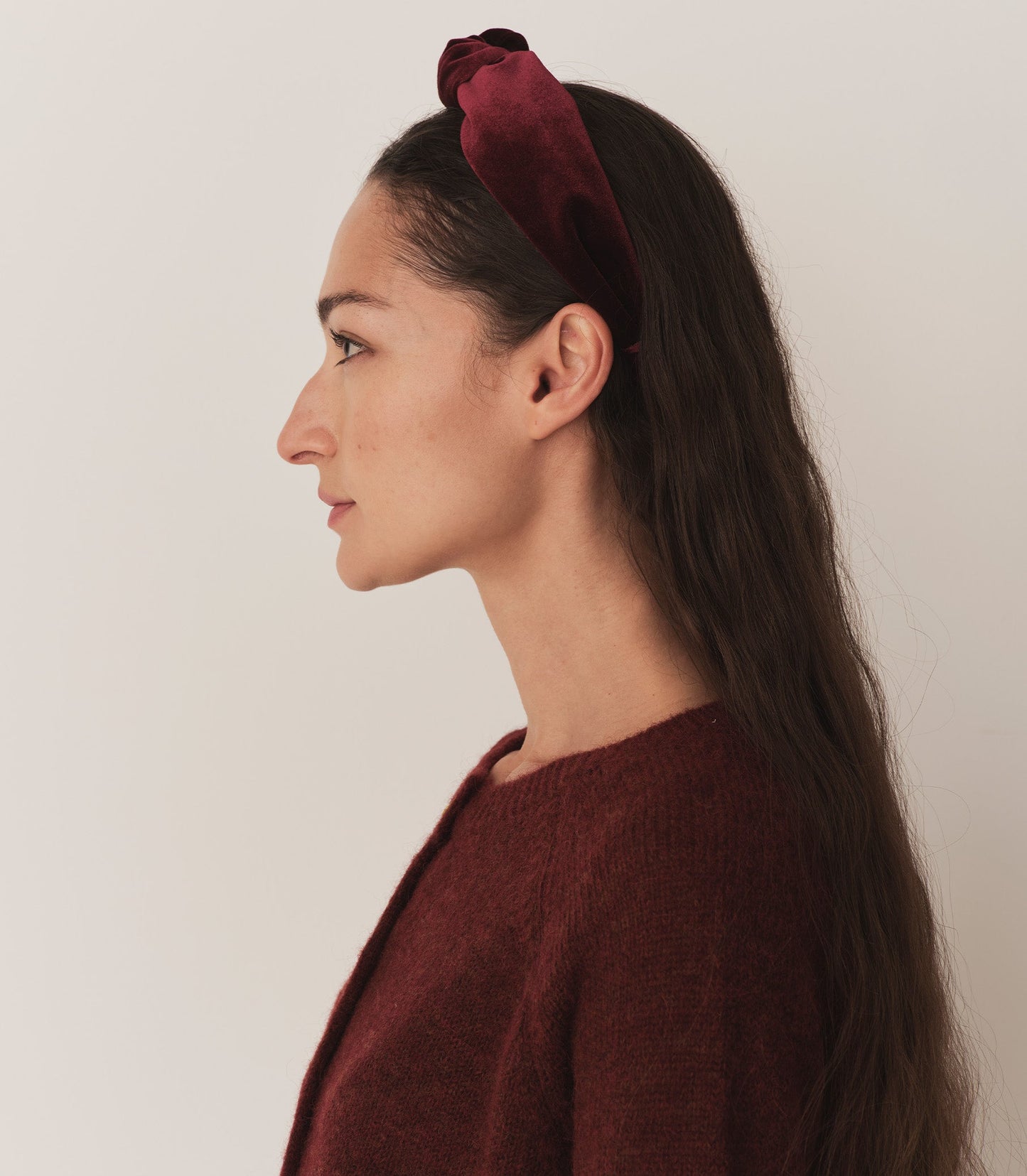 HMD -- BLANCHE KNOTTED HEADBAND -- BURGUNDY VELVET