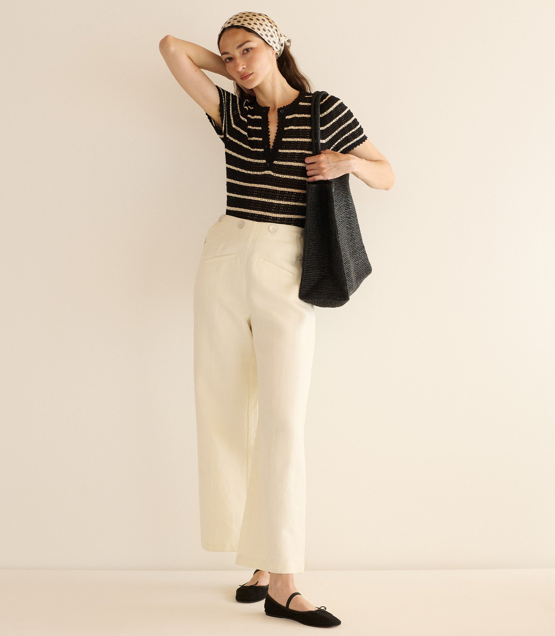 BRANDIE TOP -- NOIR ALLAIRE STRIPE view 3