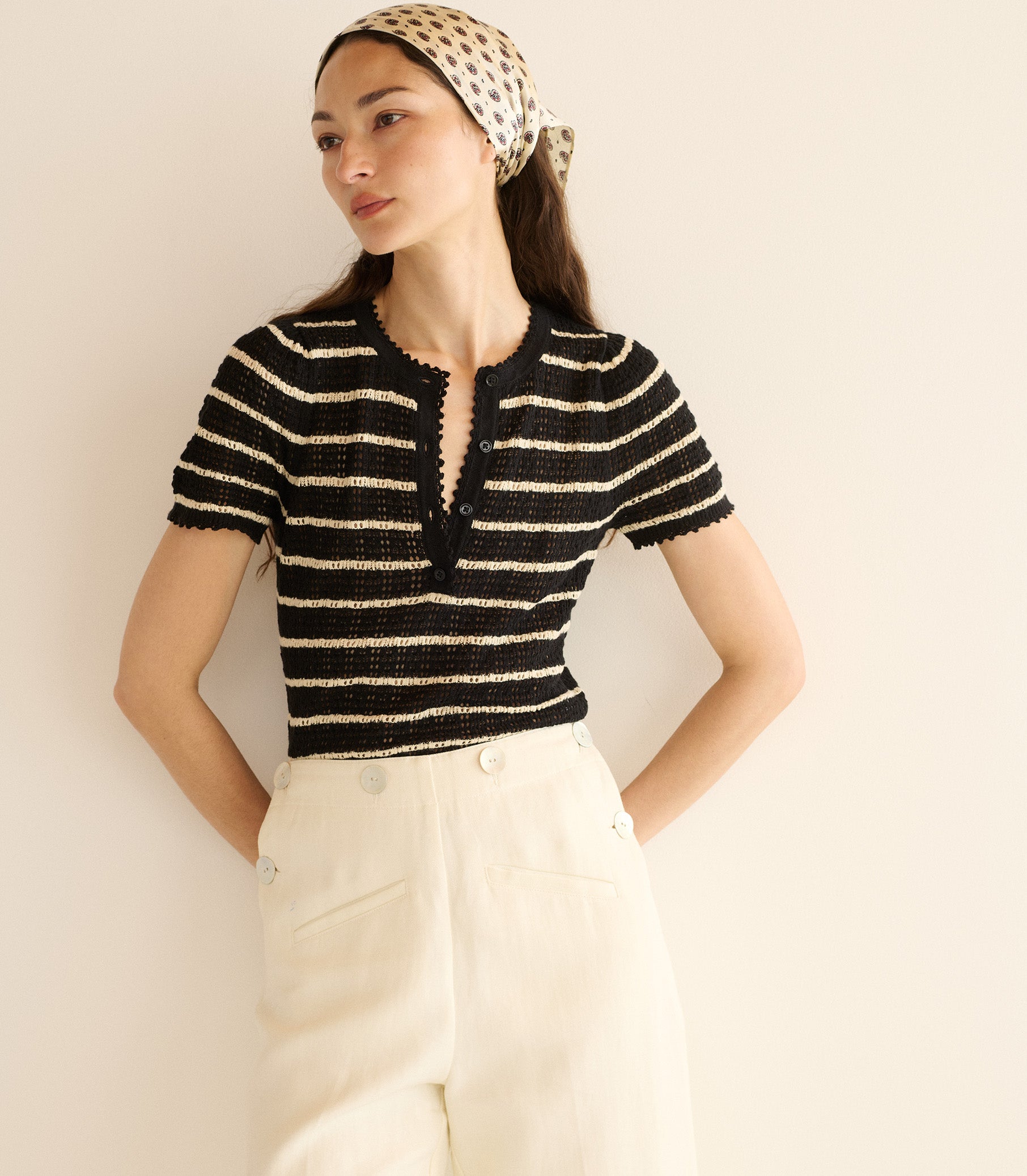 BRANDIE TOP -- NOIR ALLAIRE STRIPE view 2