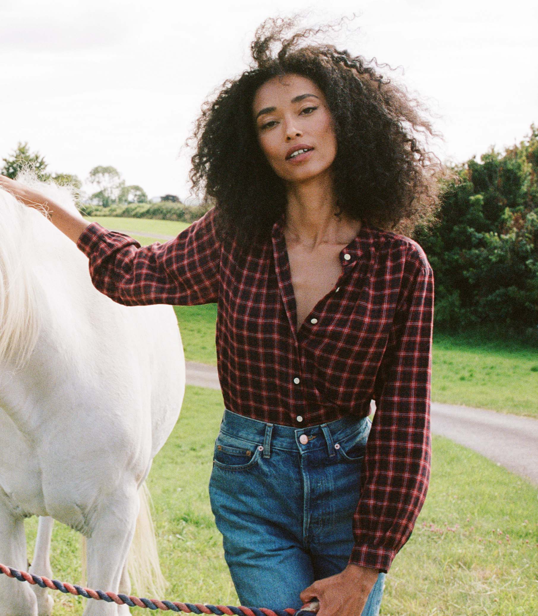 BREENA TOP -- ROUGE COUNTRYSIDE PLAID view 1