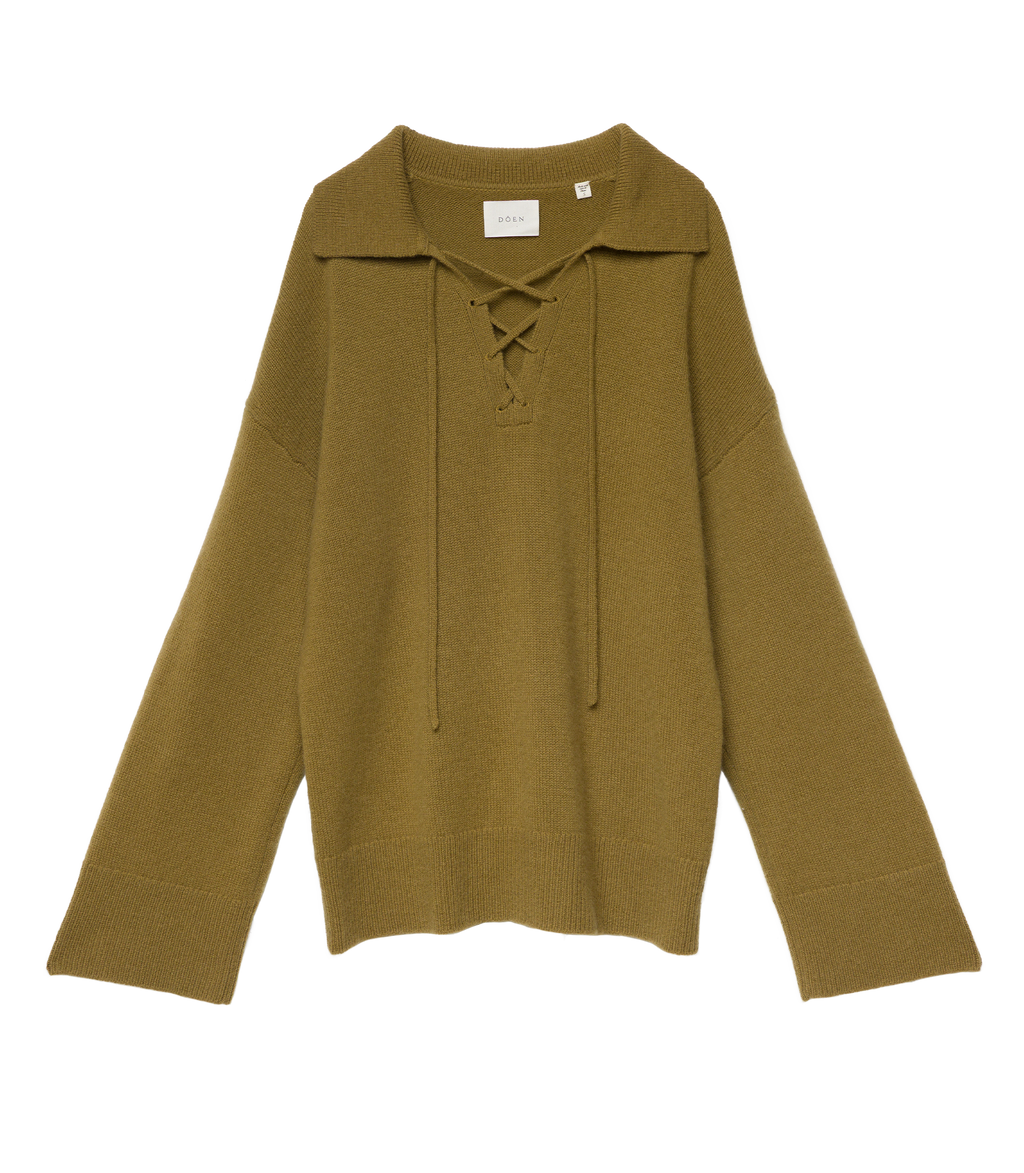 Burke Cashmere Sweater - Mossy Olive Brown | DÔEN