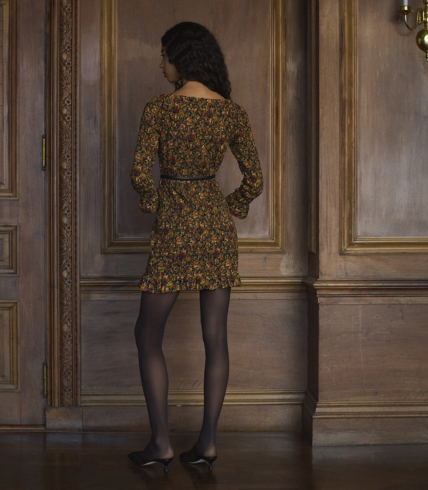 CECILLIA DRESS -- NOIR RÊVE DES JARDINS