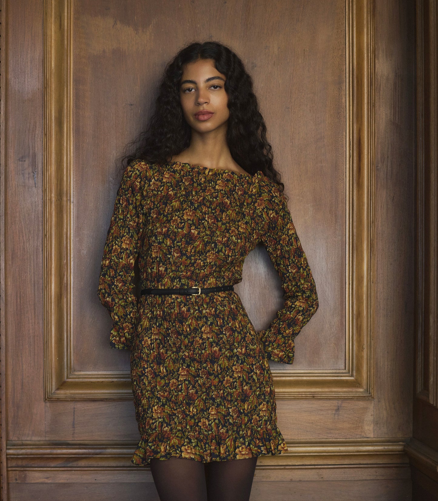 CECILLIA DRESS -- NOIR RÊVE DES JARDINS