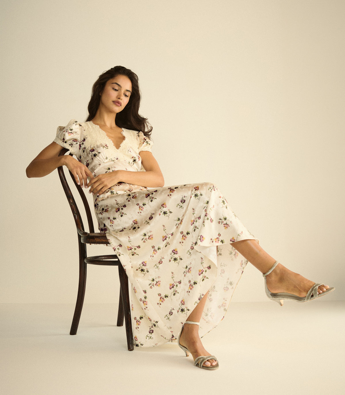 CELIA DRESS -- CREME HILLSIDE THISTLES view 3
