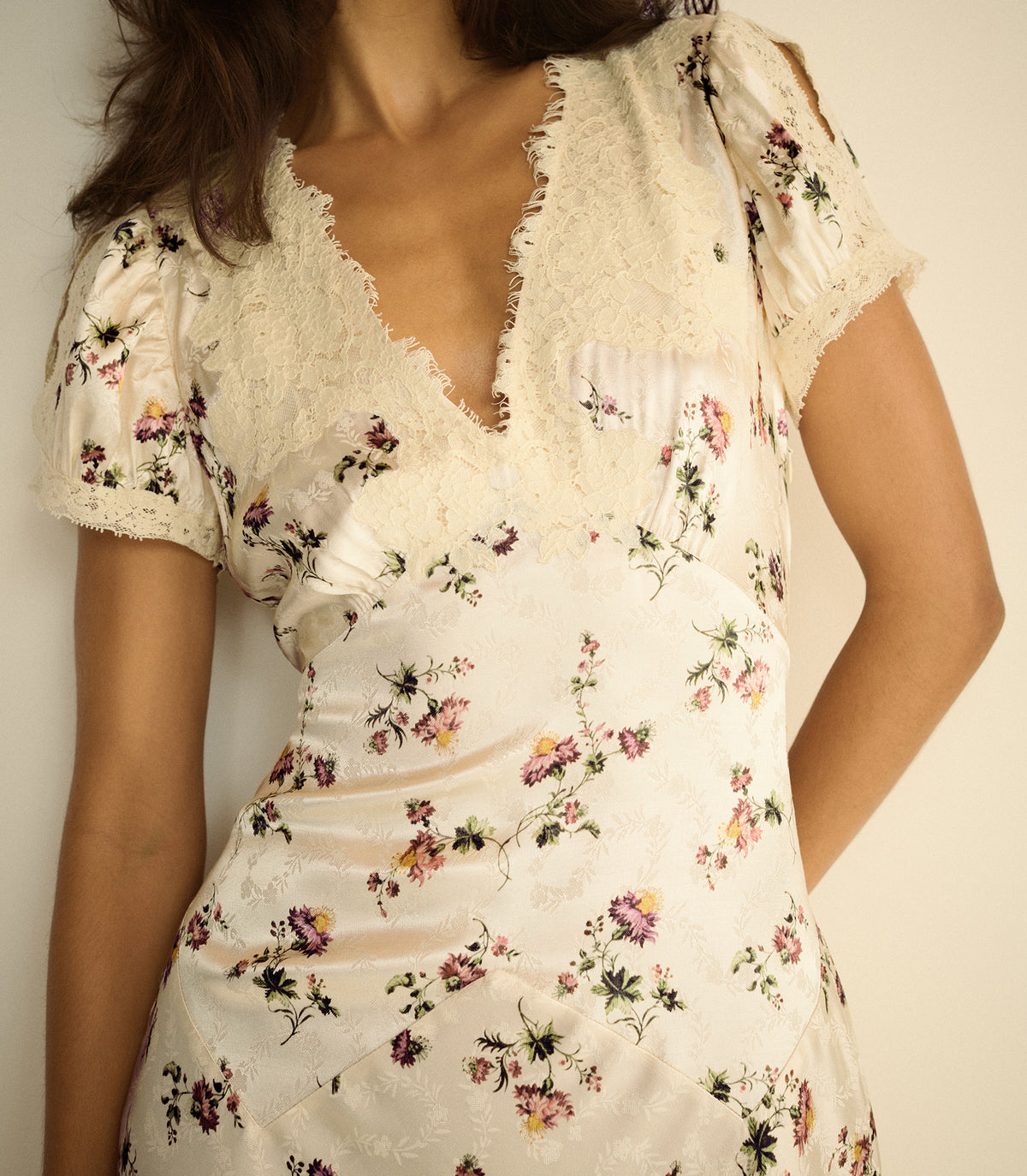 CELIA DRESS -- CREME HILLSIDE THISTLES