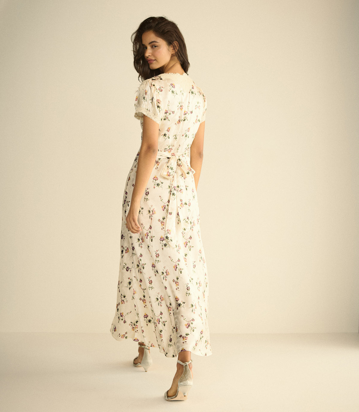 CELIA DRESS -- CREME HILLSIDE THISTLES