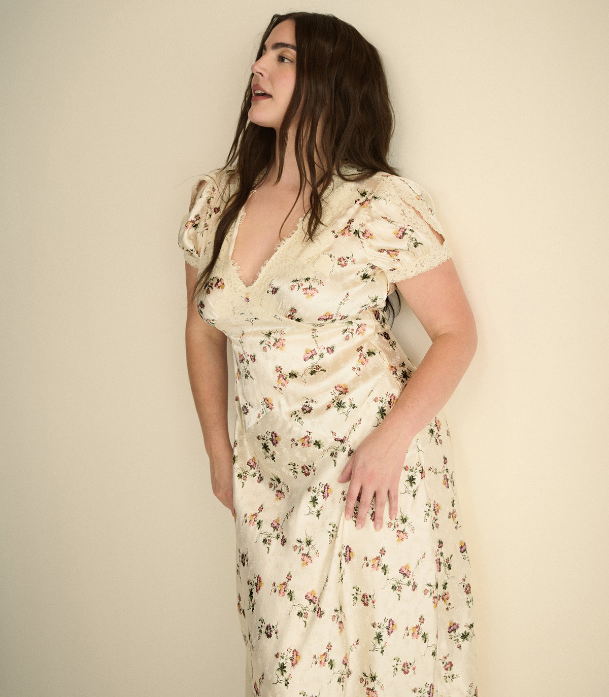 CELIA DRESS -- CREME HILLSIDE THISTLES view 8
