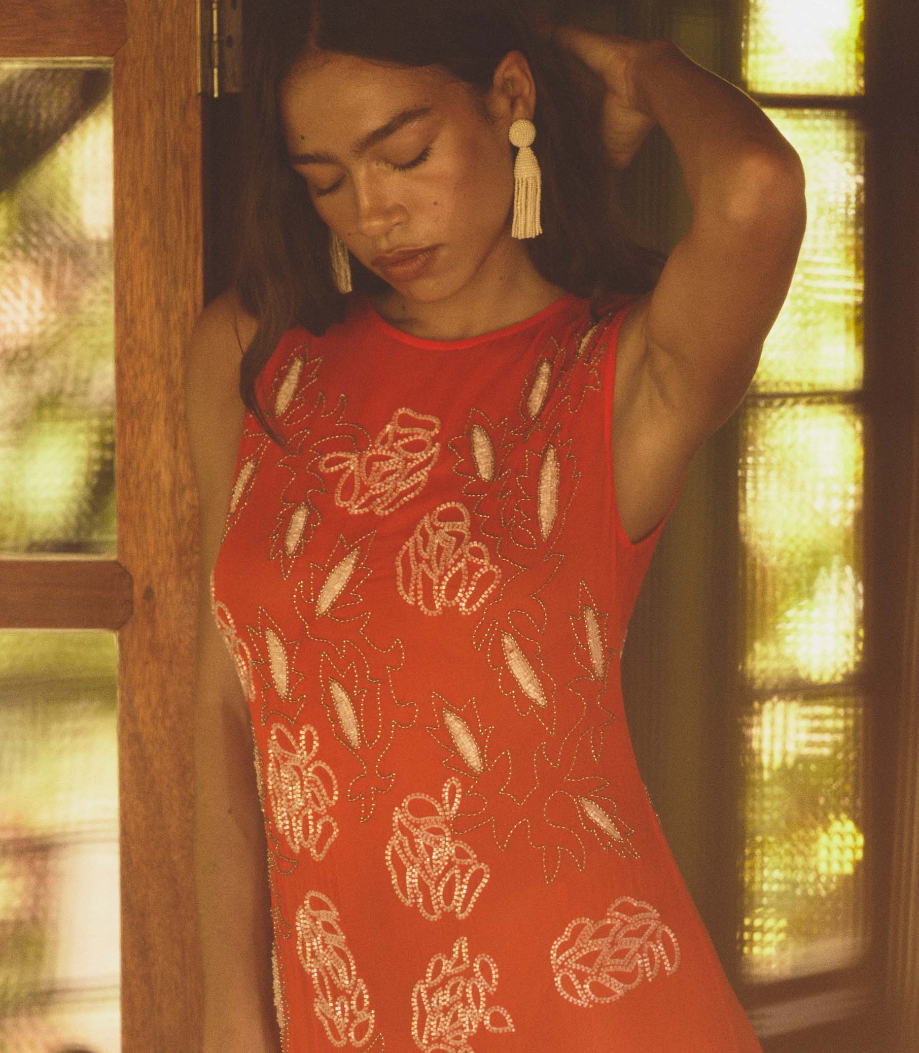 CHANDRA DRESS -- ORANGE CITRINE view 4

