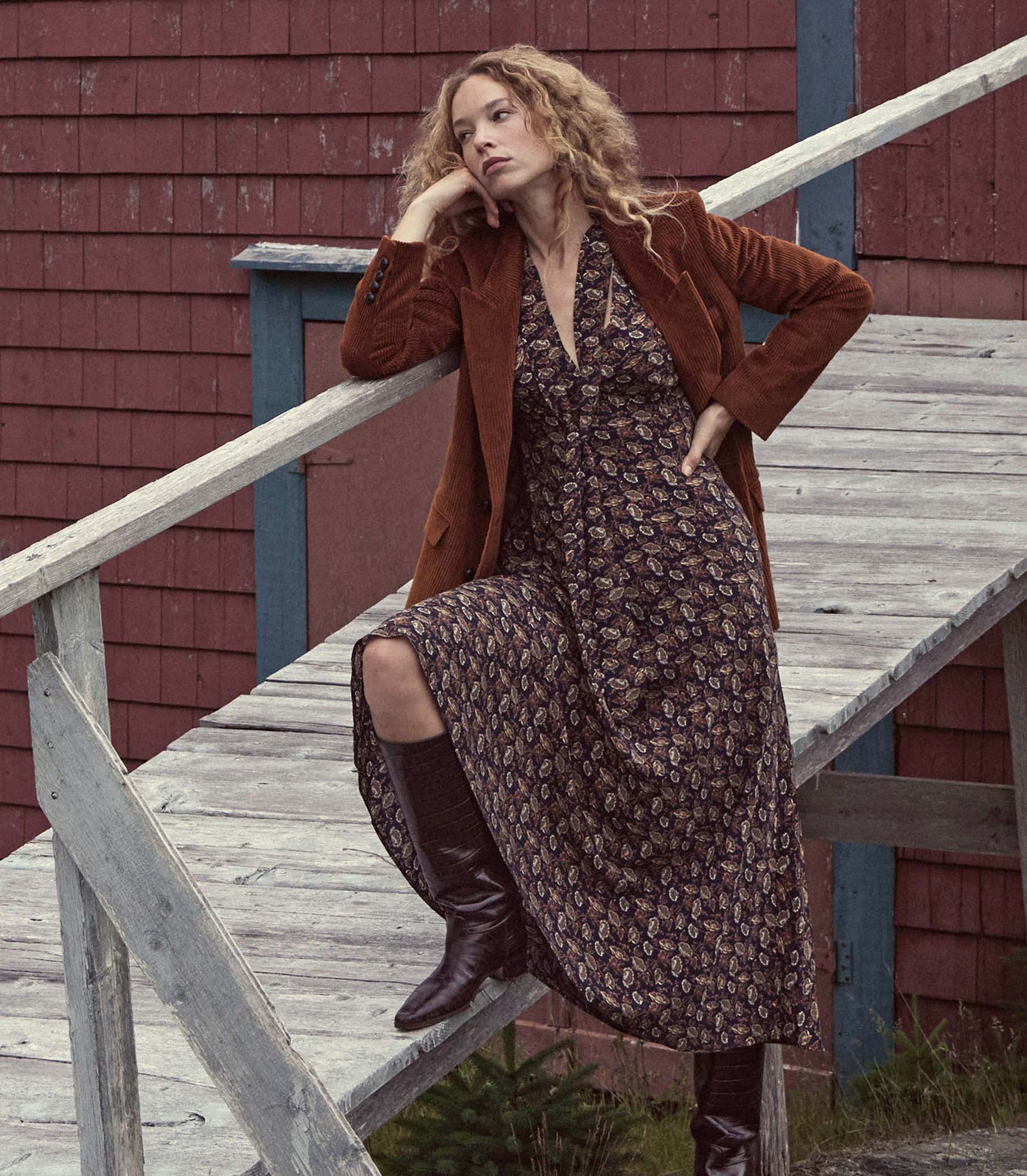 HMD -- CHANSON DRESS -- NAVY ARBOR ROSE FLORAL view 2
