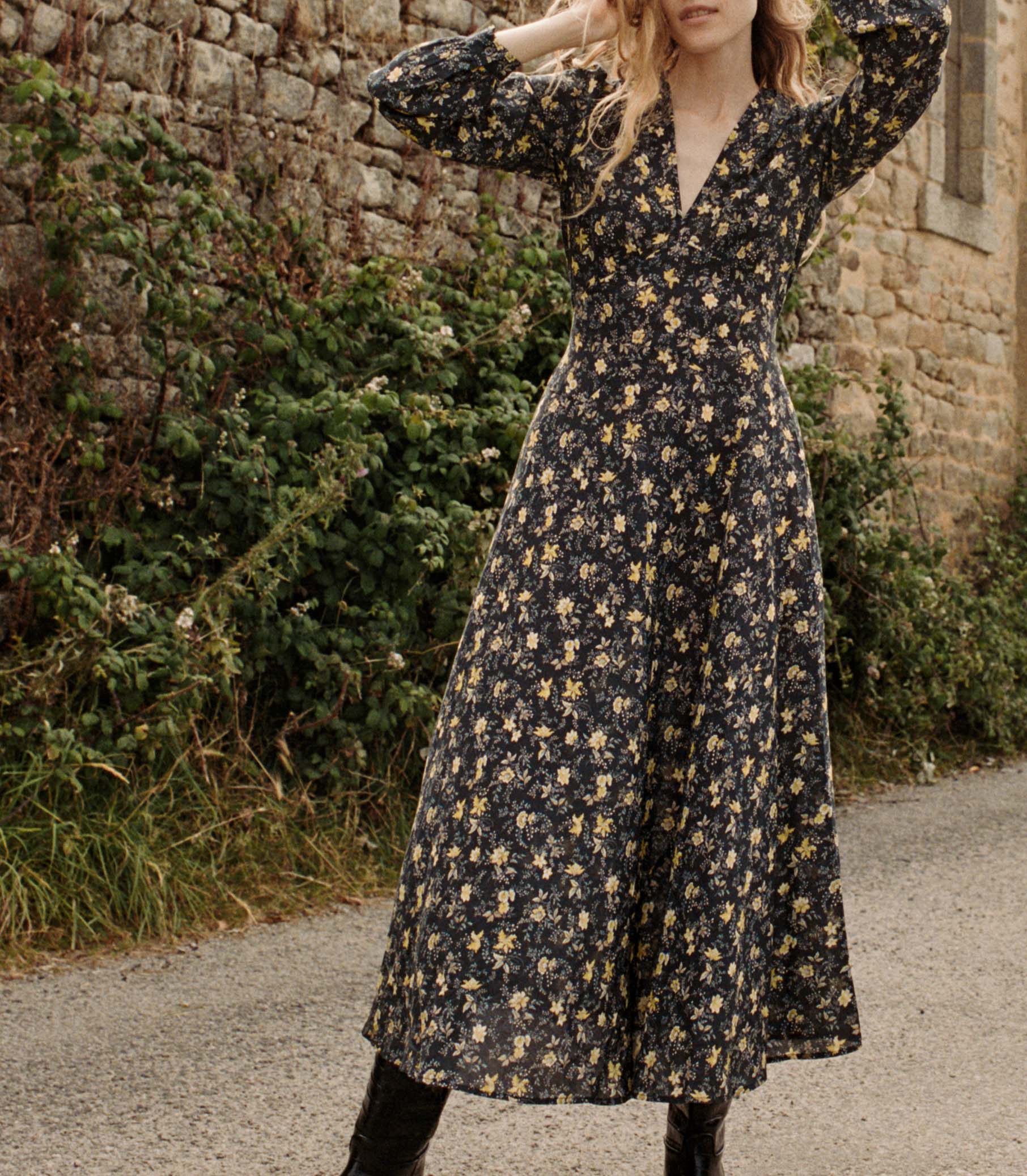 CHARLESTON DRESS -- NOIR WINDING BLOSSOMS view 5