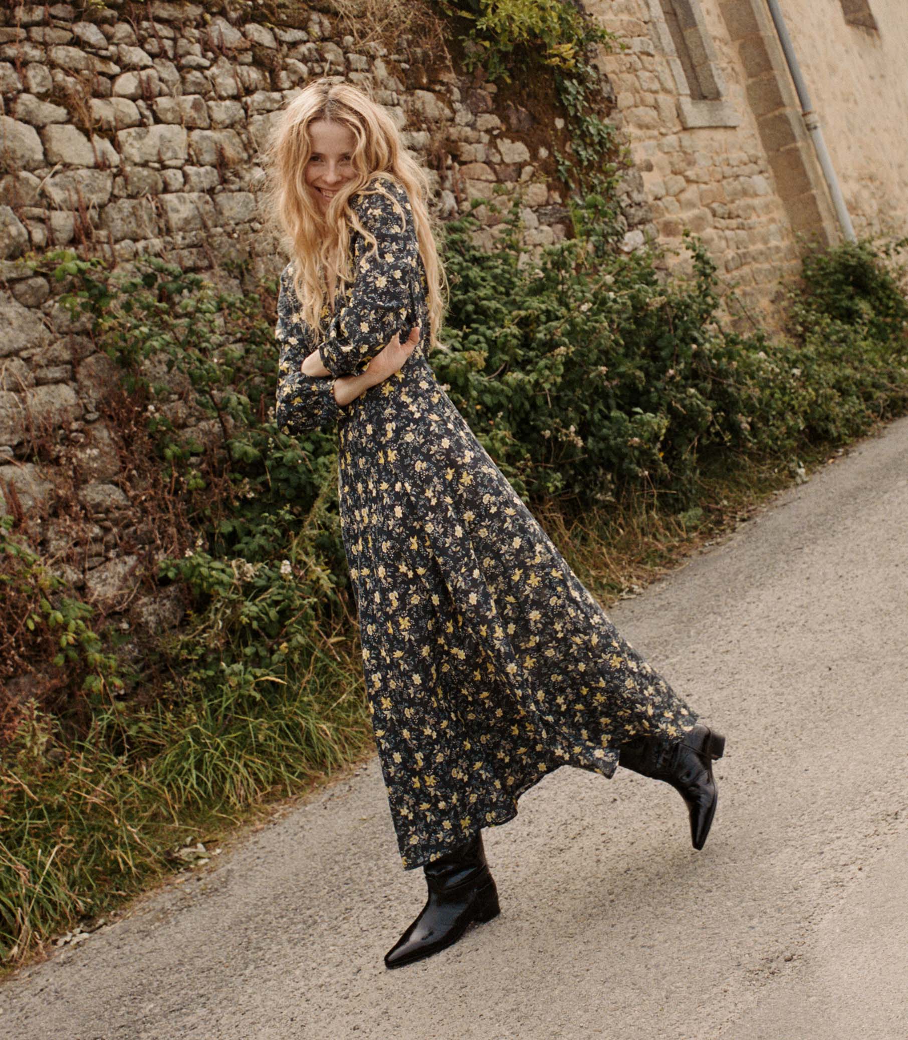 CHARLESTON DRESS -- NOIR WINDING BLOSSOMS view 1