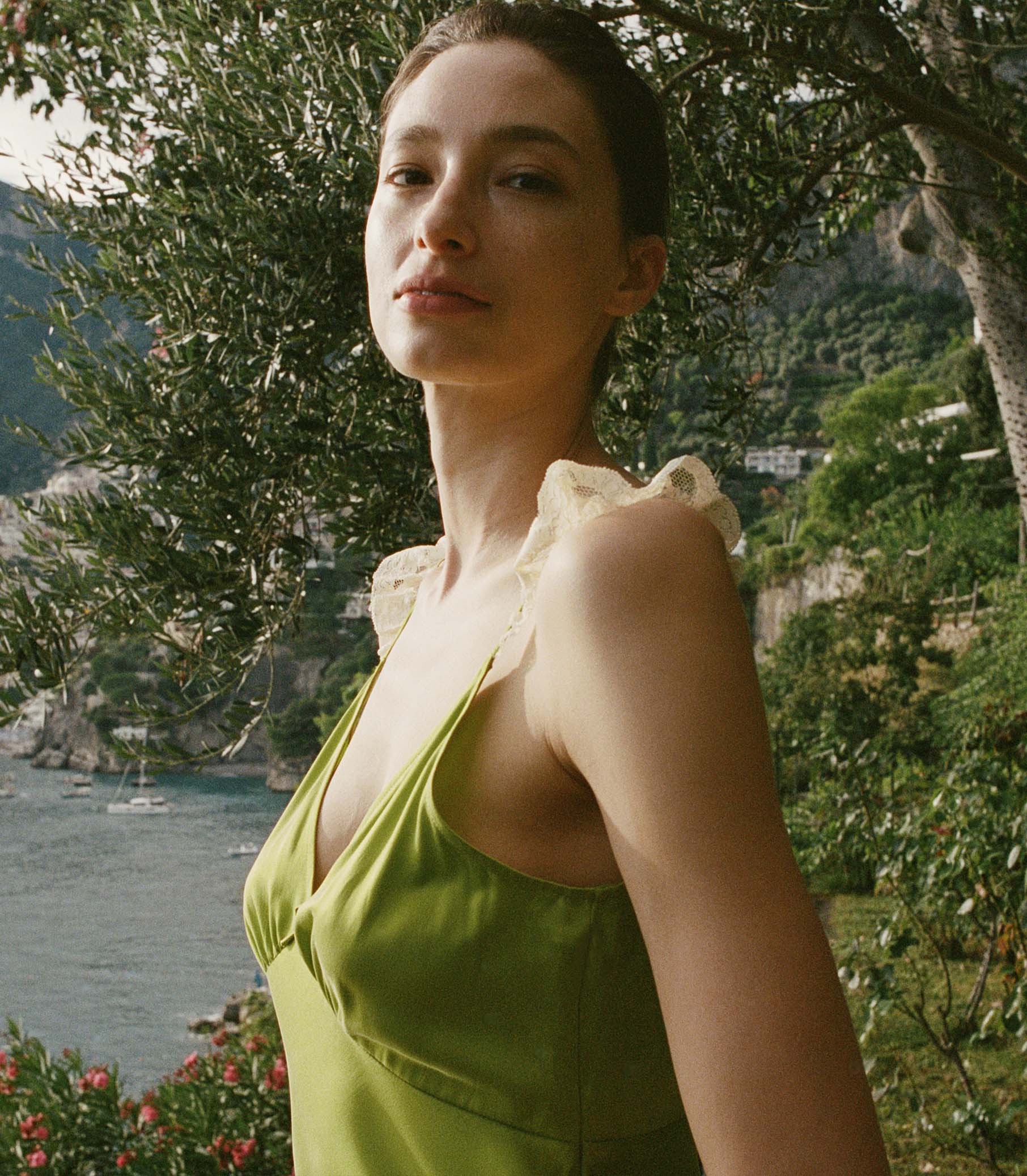 HMD -- CLAIRE DRESS -- CHARTREUSE view 3
