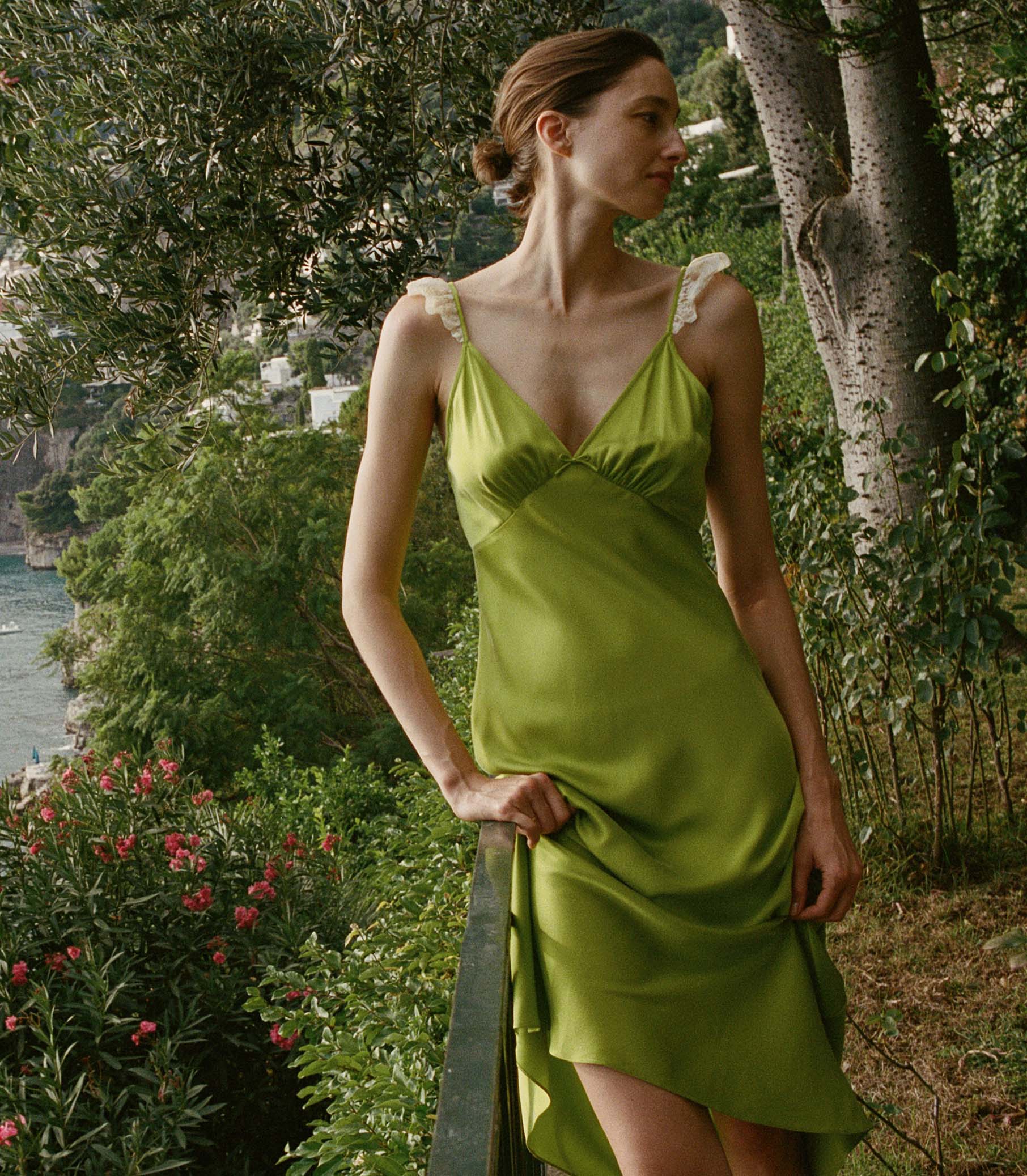 CLAIRE DRESS -- CHARTREUSE view 5