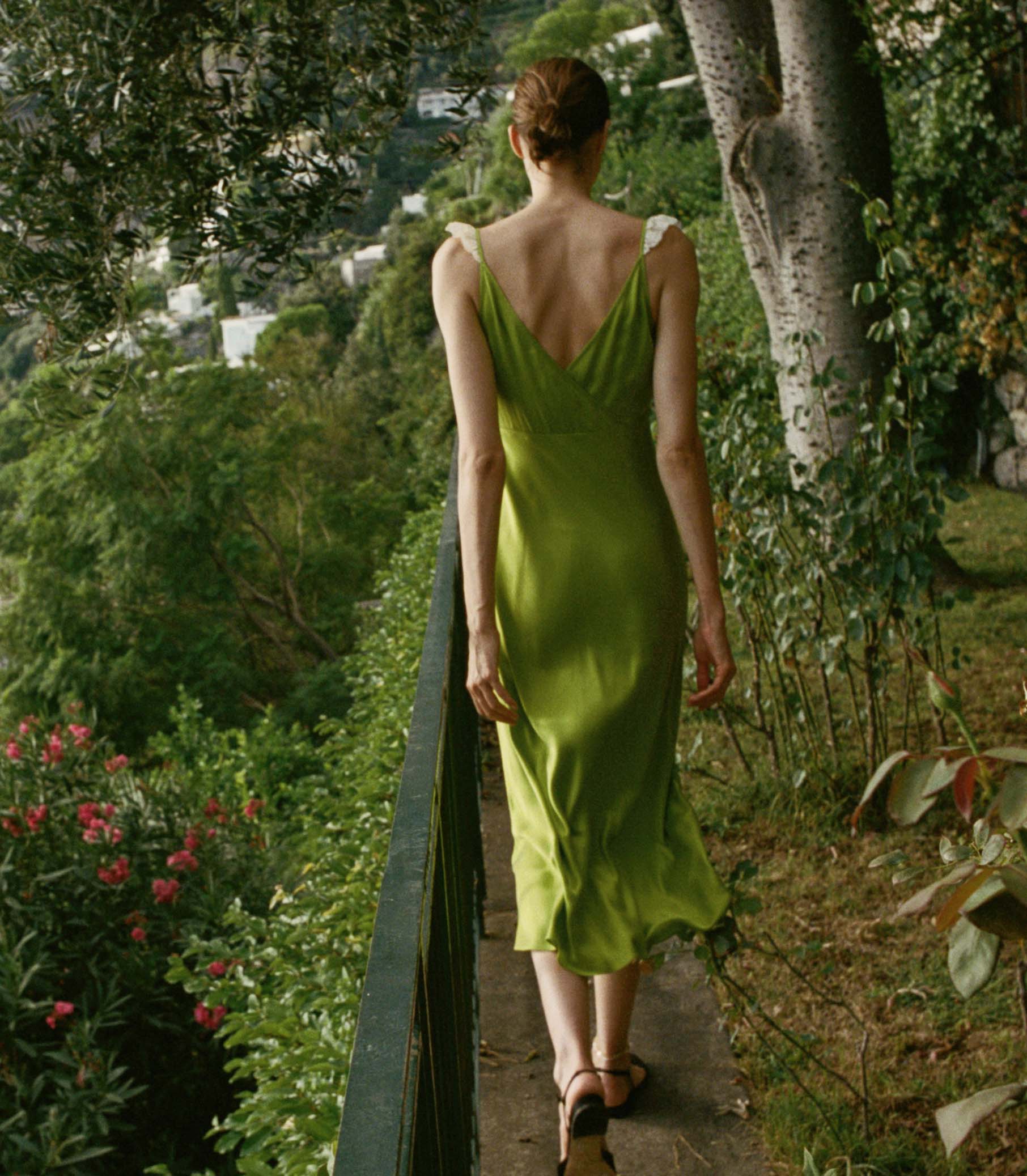CLAIRE DRESS -- CHARTREUSE view 4