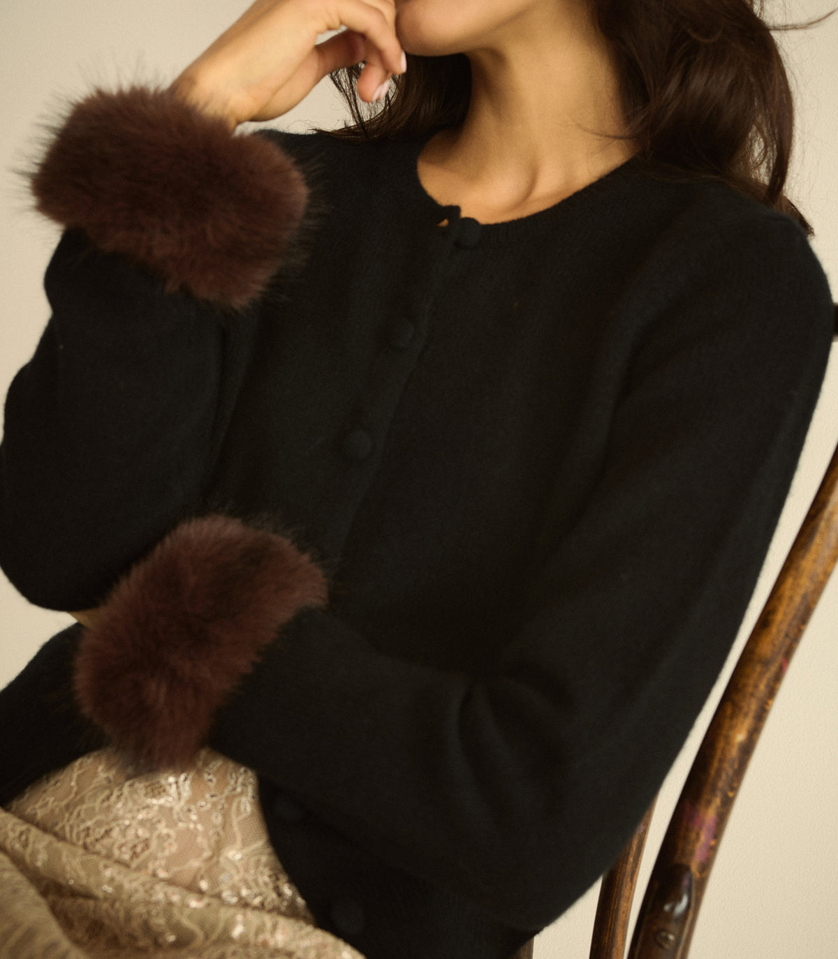 CLARA CASHMERE CARDIGAN -- BLACK view 2
