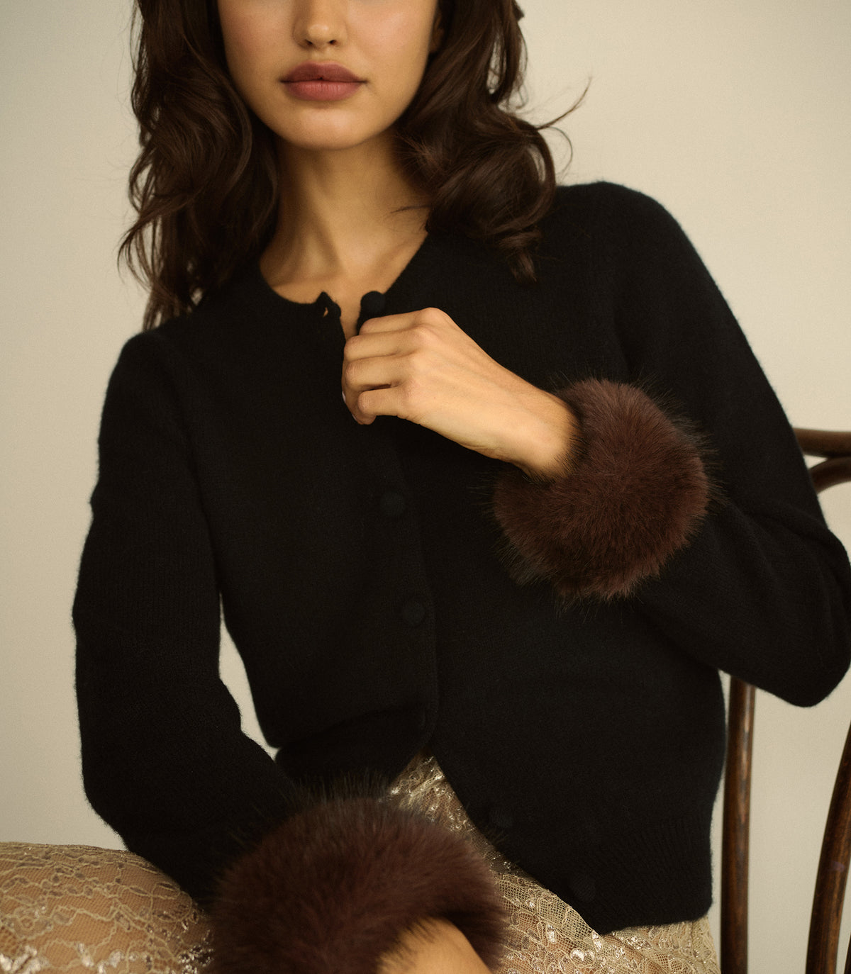 CLARA CASHMERE CARDIGAN -- BLACK view 3
