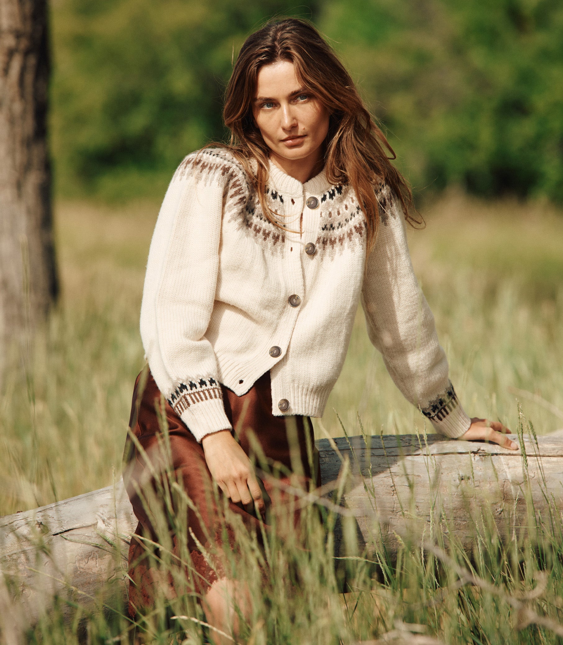 CLARKE CARDIGAN -- OATMEAL OLYMPIA FAIR ISLE view 3