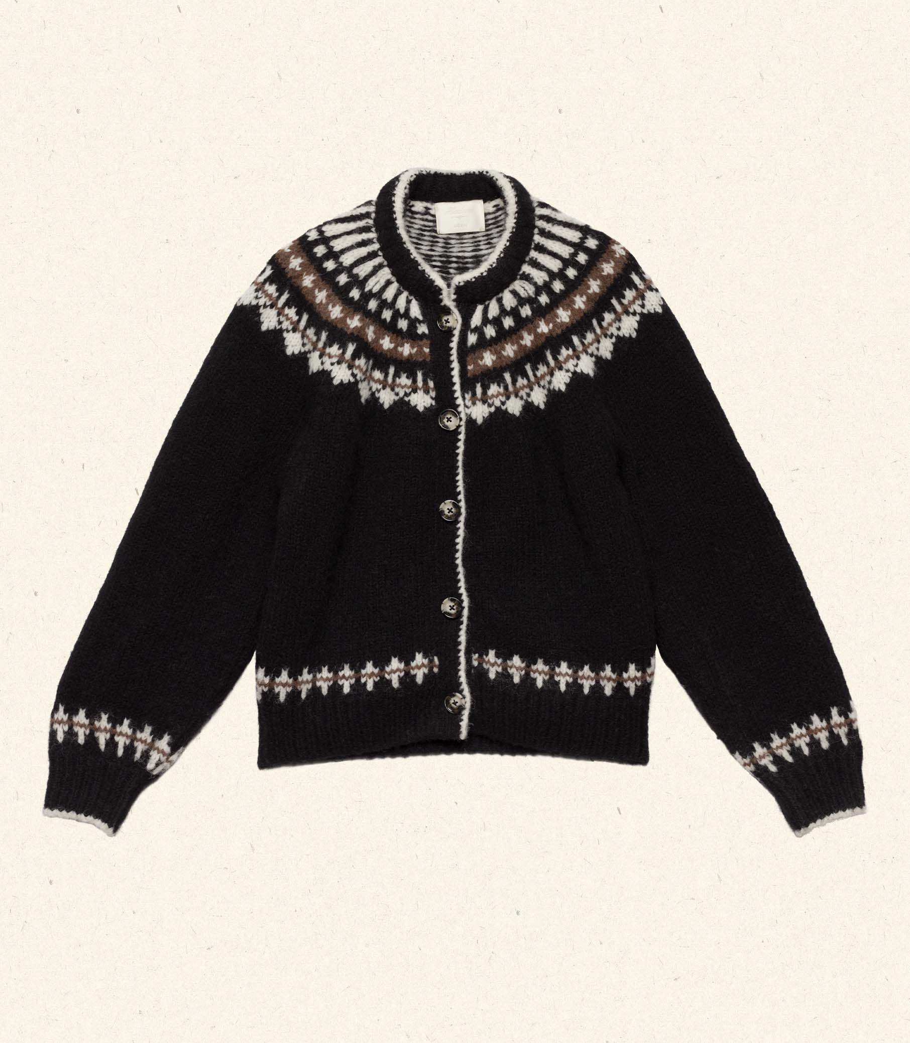 HMD -- CLARKE CARDIGAN -- OLYMPIA BLACK FAIRISLE view 6
