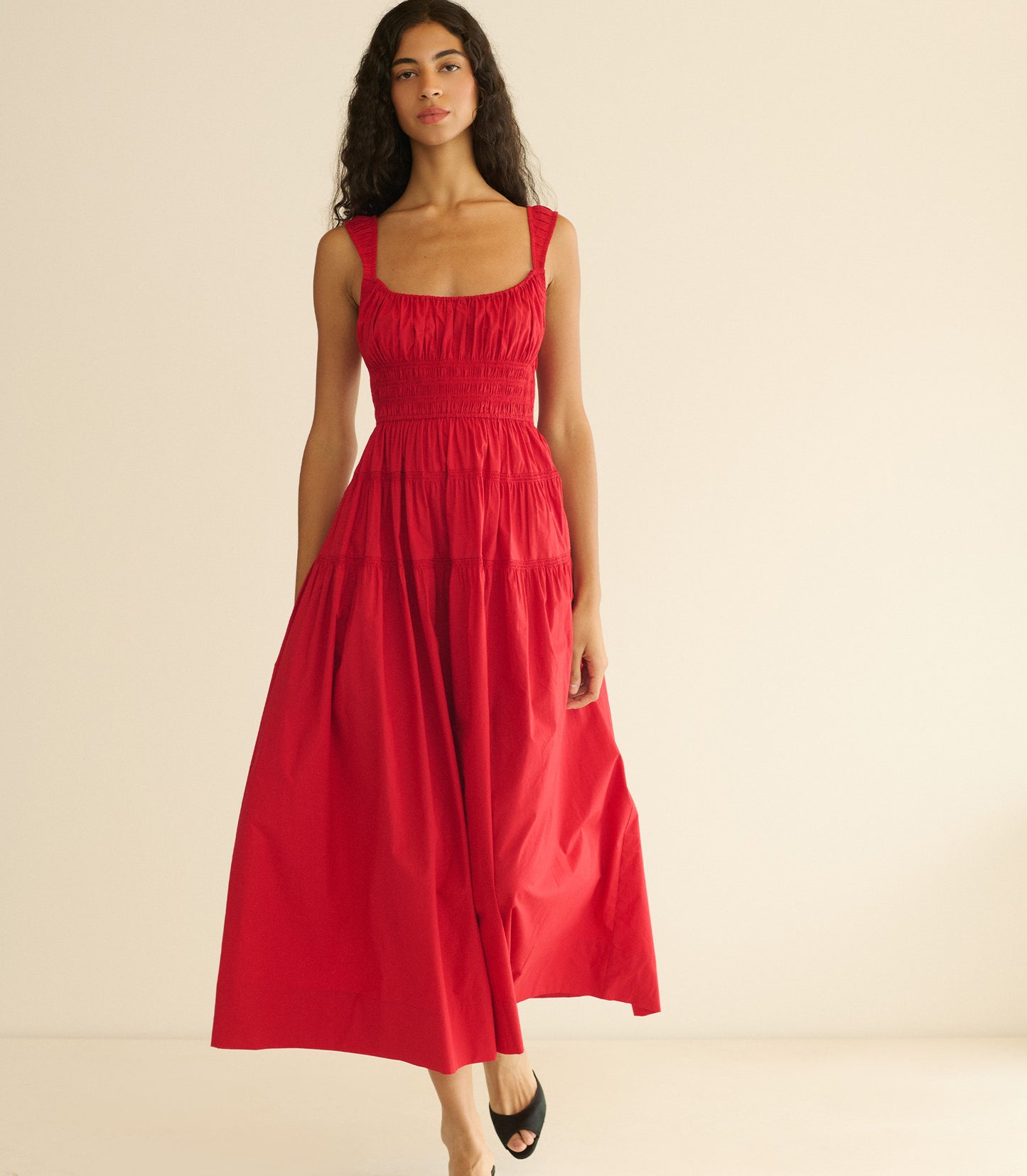 CLOVER DRESS -- DEEP TOMATO