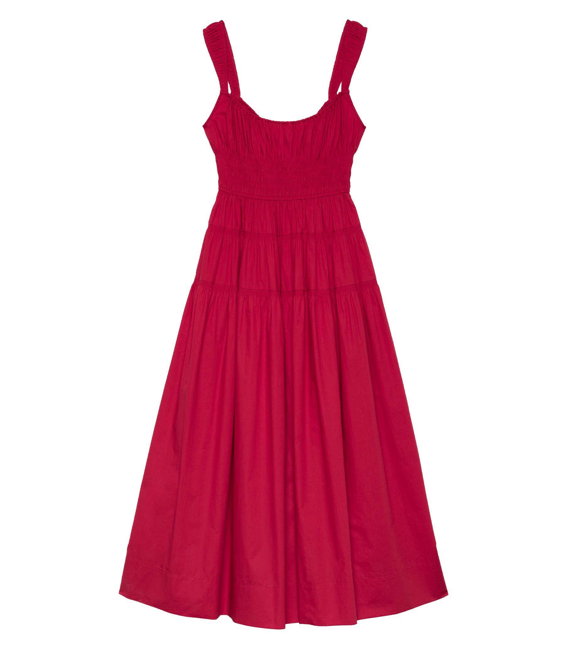 Den Clover Organic Poplin Dress - Deep Tomato - Xs Den Clover Organic Poplin Dress - Deep Tomato - Xs