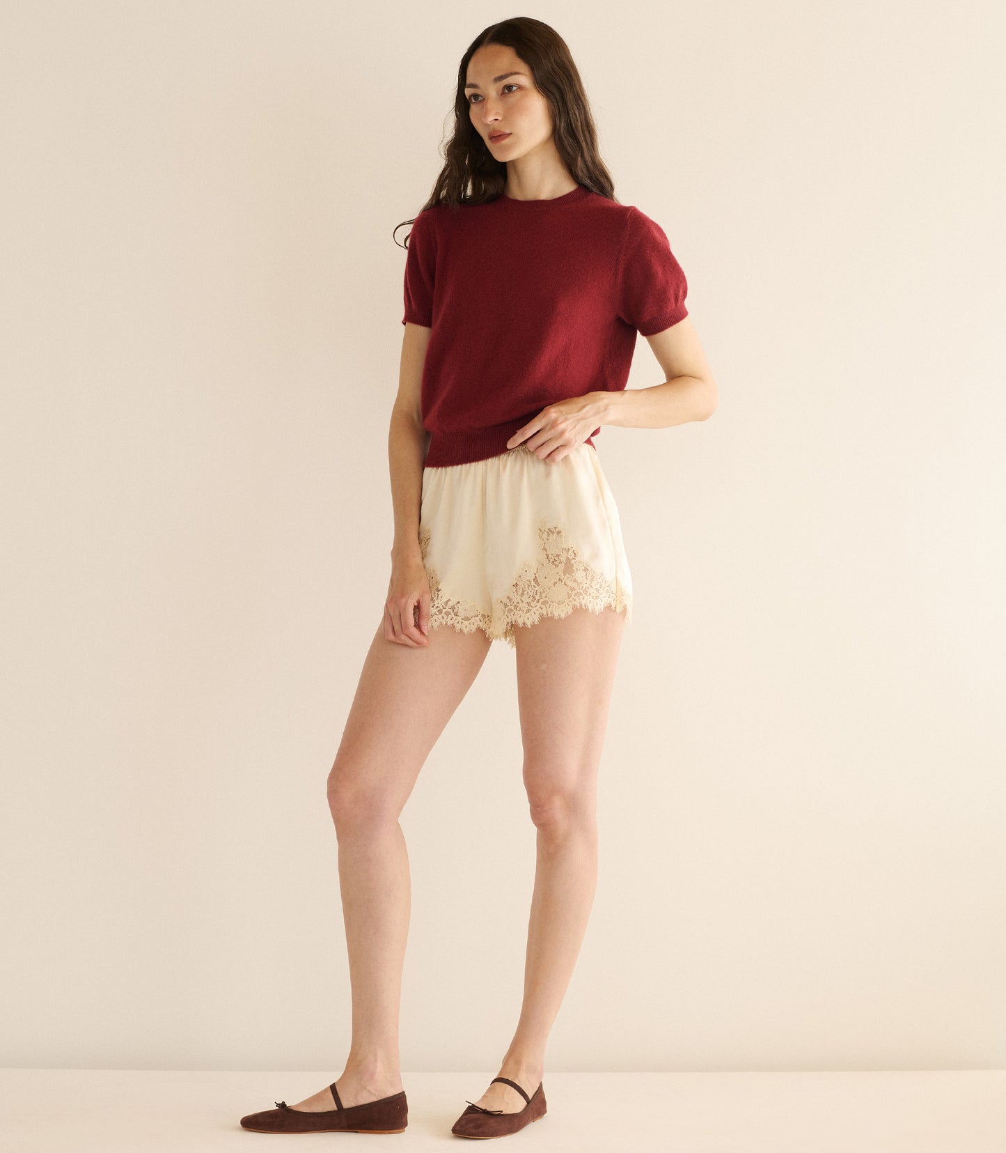COLOMBE CASHMERE TOP -- MALBEC