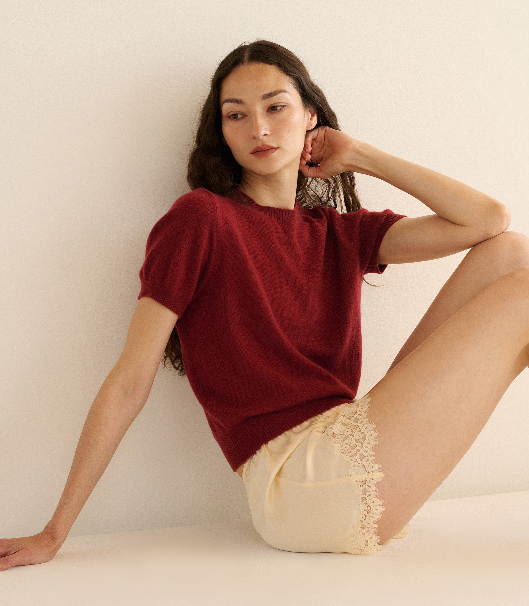 COLOMBE CASHMERE TOP -- MALBEC view 4
